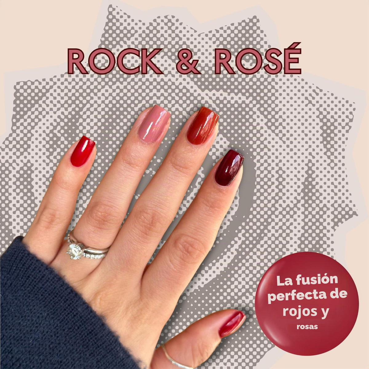 Colección – Juego de 4 piezas: Larga duración, secado rápido, esmalte de uñas de brillo espejo – endurecedor, acabado brillante y brillante – 0,46 onzas fluidas cada uno (Rock and Rose)