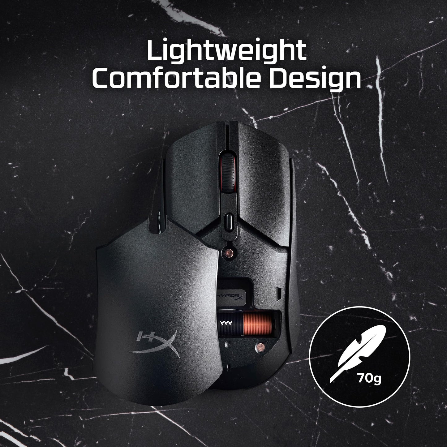 HyperX Mouse Pulsefire Haste 2 Core Inalámbrico - para Juegos/Gaming, Batería de Larga duración, Ligero, Sensor de núcleo Personalizado, Conectividad inalámbrica Dual, Negro (8R2E6AA)