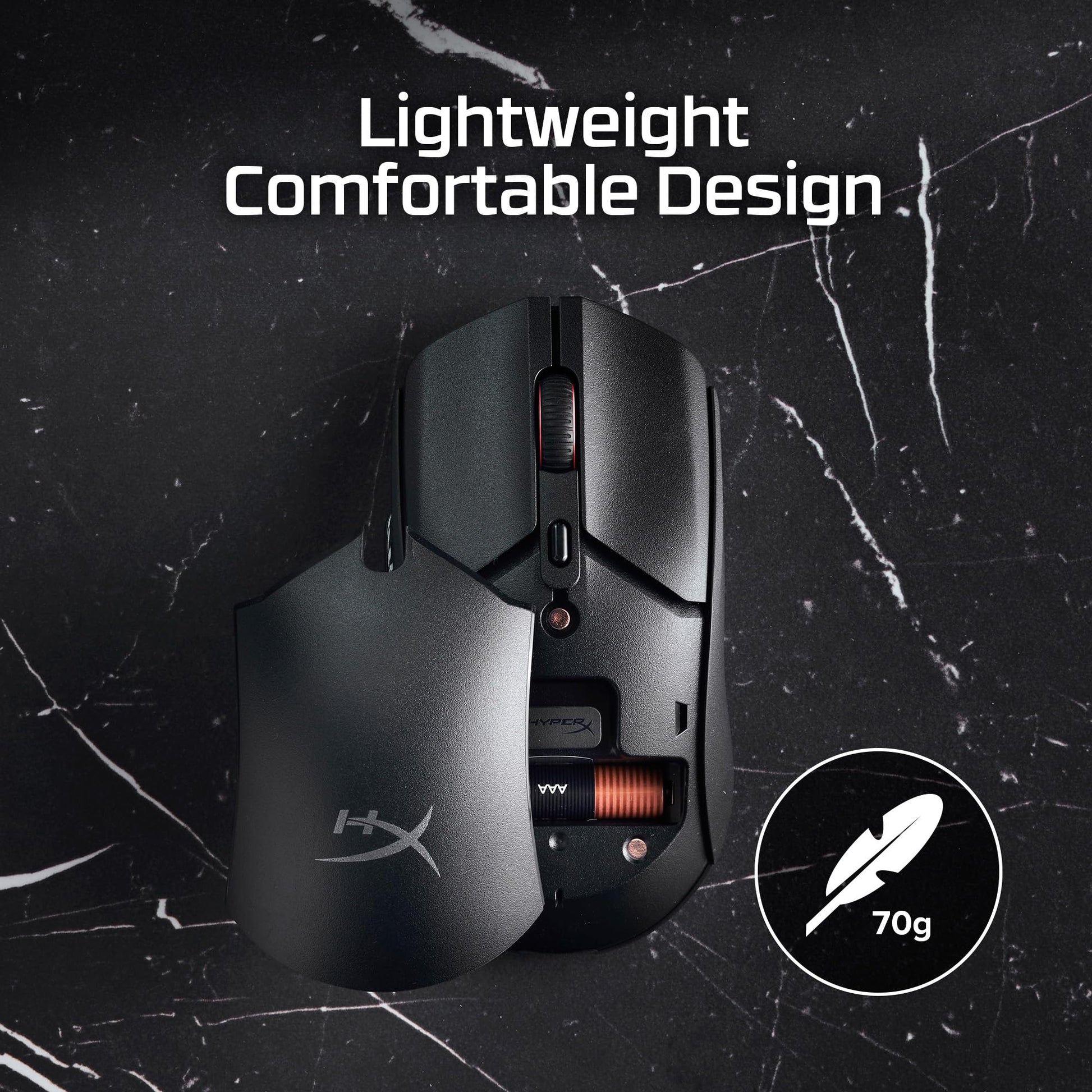HyperX Mouse Pulsefire Haste 2 Core Inalámbrico - para Juegos/Gaming, Batería de Larga duración, Ligero, Sensor de núcleo Personalizado, Conectividad inalámbrica Dual, Negro (8R2E6AA)