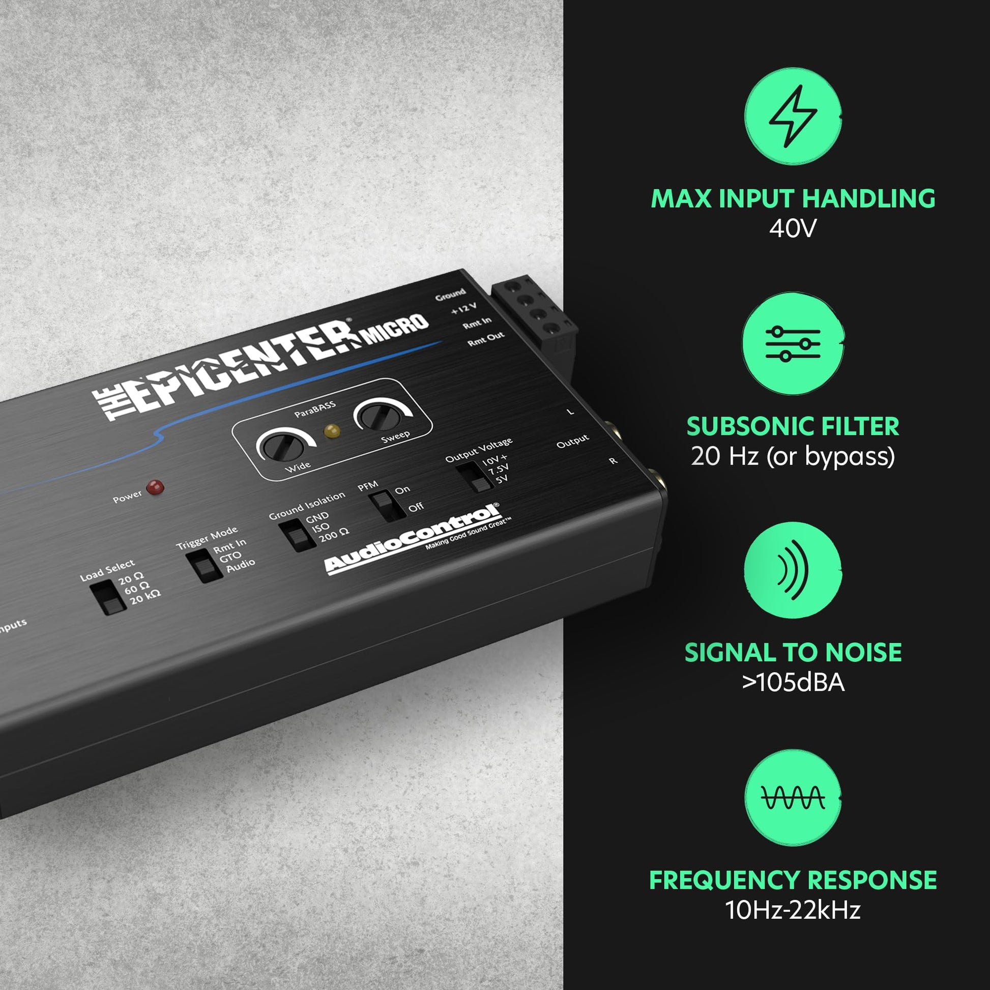 Procesador AudioControl El Epicenter Micro Bass Restoration Negro con Control Remoto ACR-4 Incluido