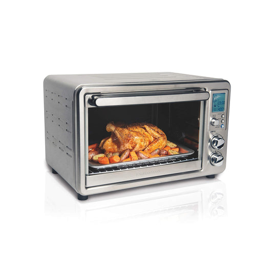 Hamilton Beach 31190C - Horno tostador de convección para encimera con asador, grande de 6 piezas, acero inoxidable