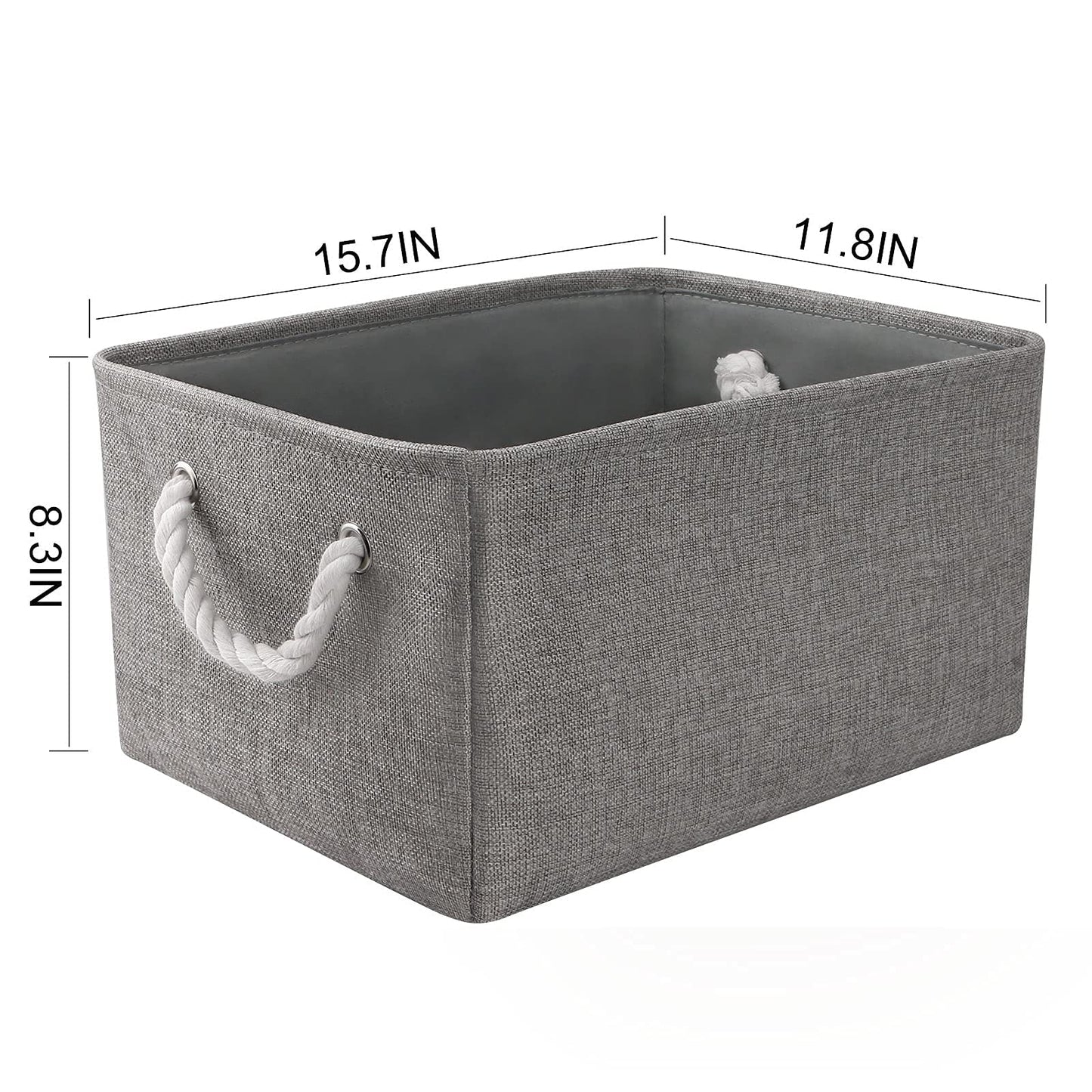 TheWarmHome Cestas de Almacenamiento Grandes, Paquete de 2 Cubos de Almacenamiento de Tela Gris para Mesa de Cambio Guardería Sala de Estar Cuarto de Niños Sala de Juegos Juguetes, Cestas de