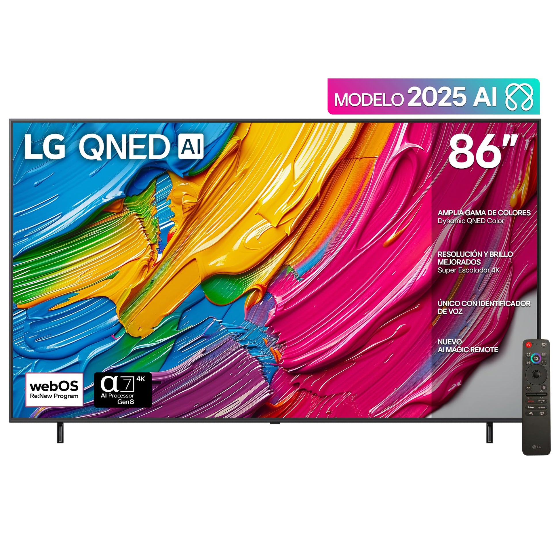 LG Pantalla 86 Pulgadas QNED AI QNED80 4K Smart TV 2025