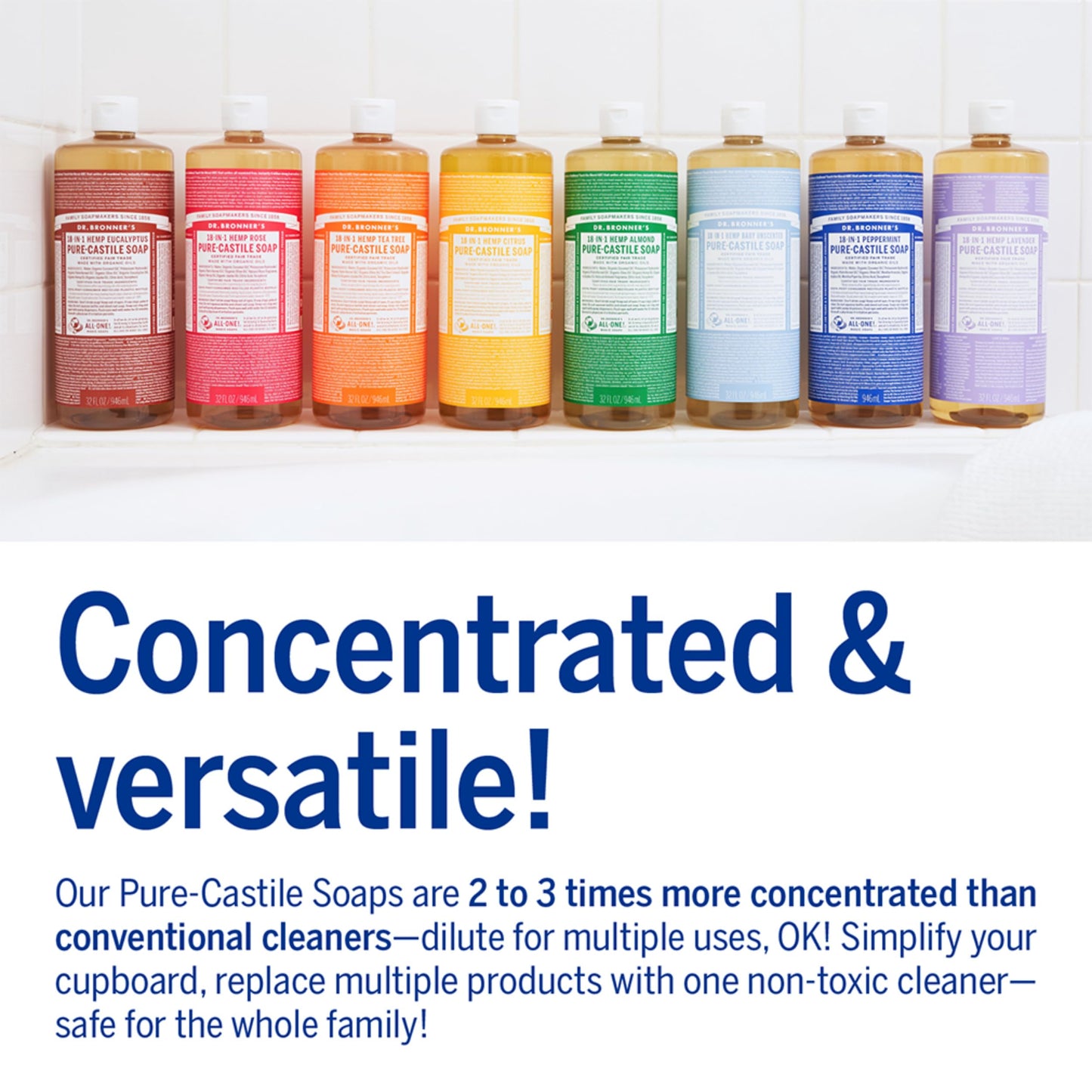 Dr. Bronner's | Jabón de castilla orgánico multiusos, ideal para todo el cuerpo, 100% biodegradable con aceite esencial relajante de Lavanda 3.8 L