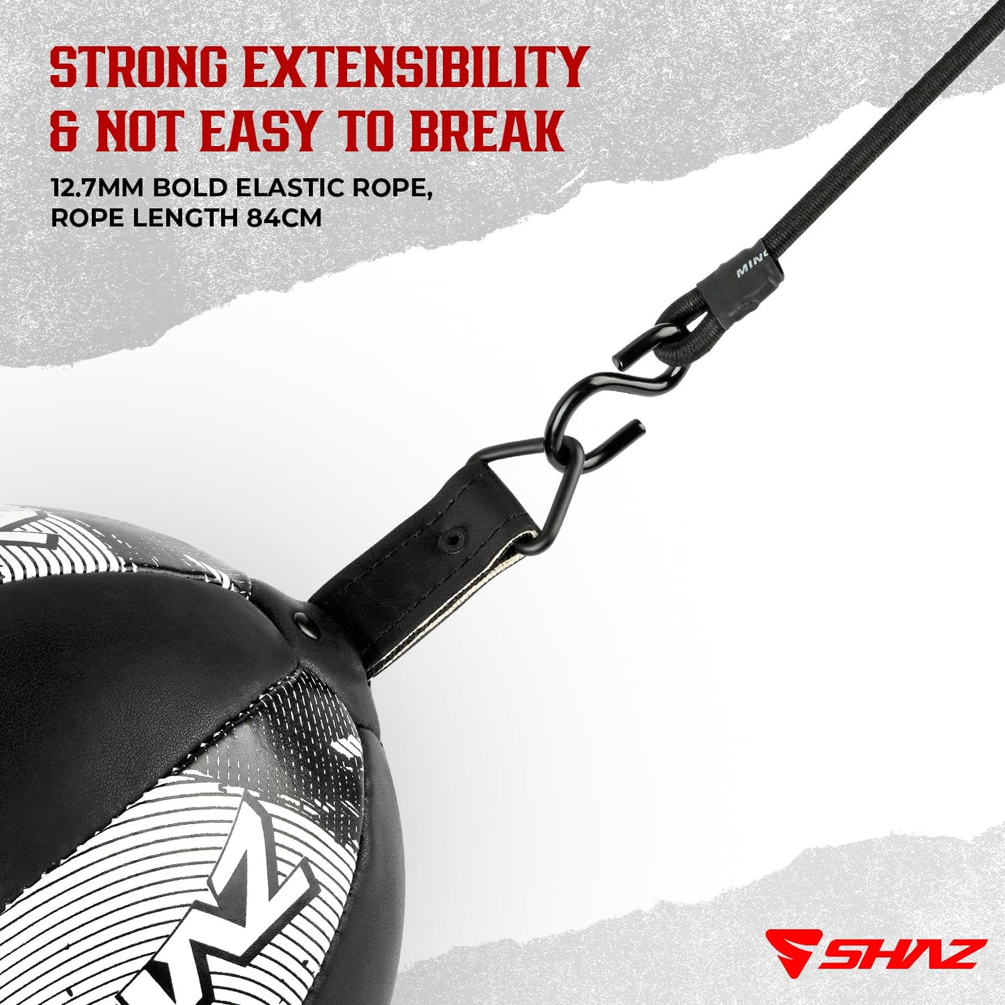 Bolsa de Boxeo de Doble Extremo SHAZ Negro Blanco con Cuerdas Elásticas para Entrenamiento en Casa y Gimnasio