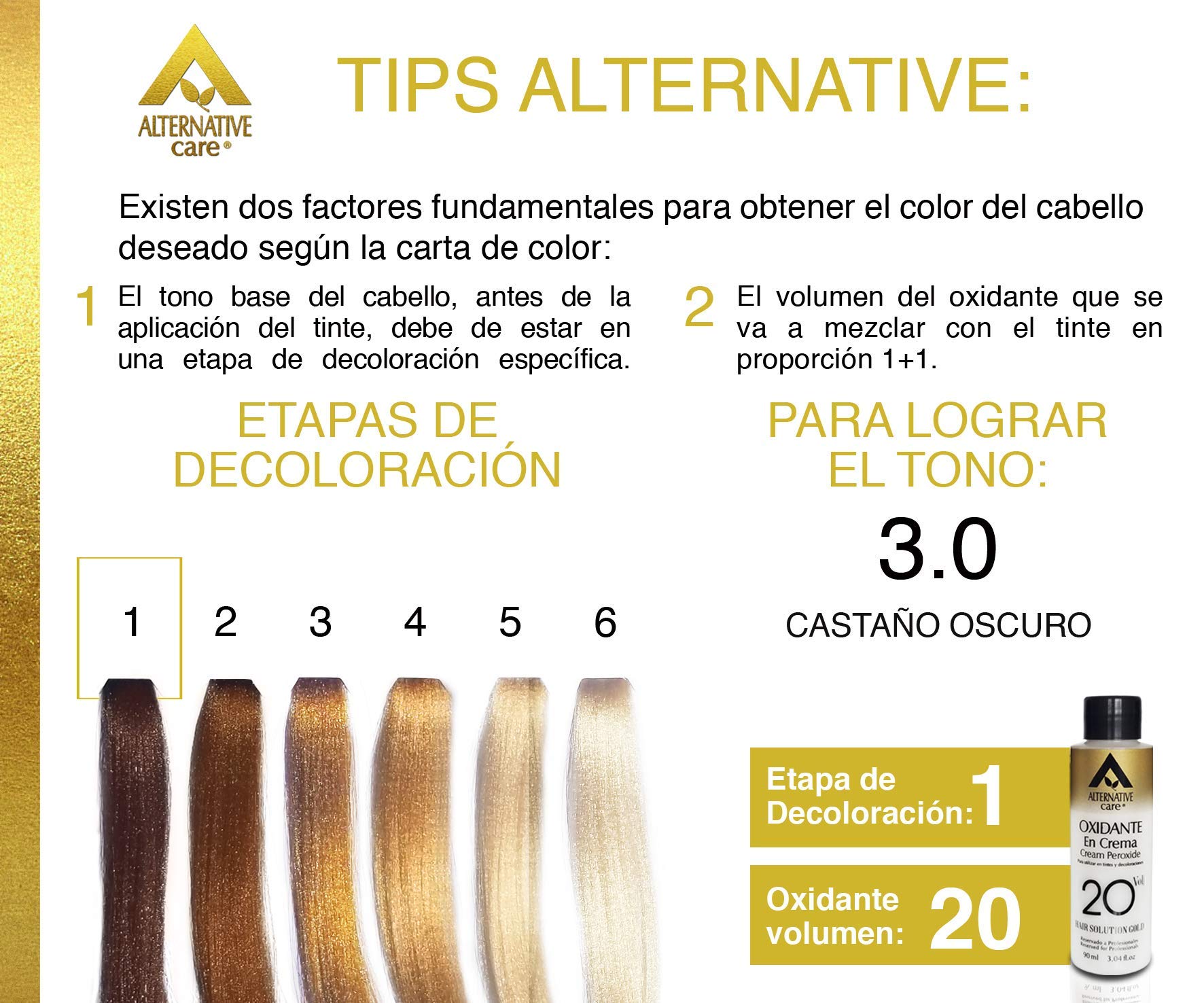 Tinte en Crema Profesional para Cabello - HAIR SOLUTION GOLD, Color Castaño Oscuro, 90g + Oxidante 90ml. ¡Permanente y de calidad! Ideal para mujeres. ¡Deslumbra con tu nuevo look!