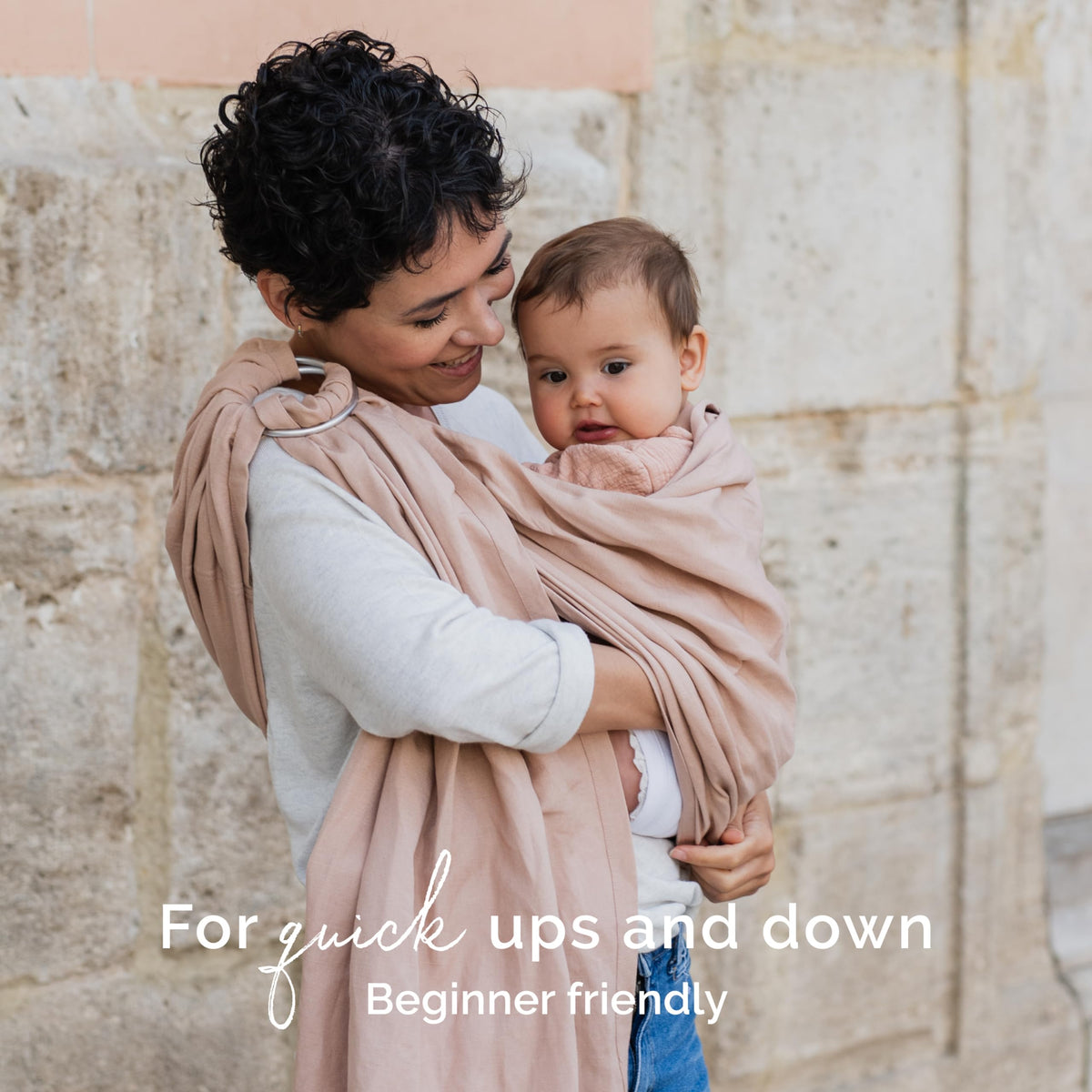 Boba Ring Sling Portabebés - Para recién nacidos hasta niños pequeños, ligero y transpirable, saludable para la cadera, carga frontal y en cadera, 3.6–15.9 kg (8–35 lbs) (Peonía)