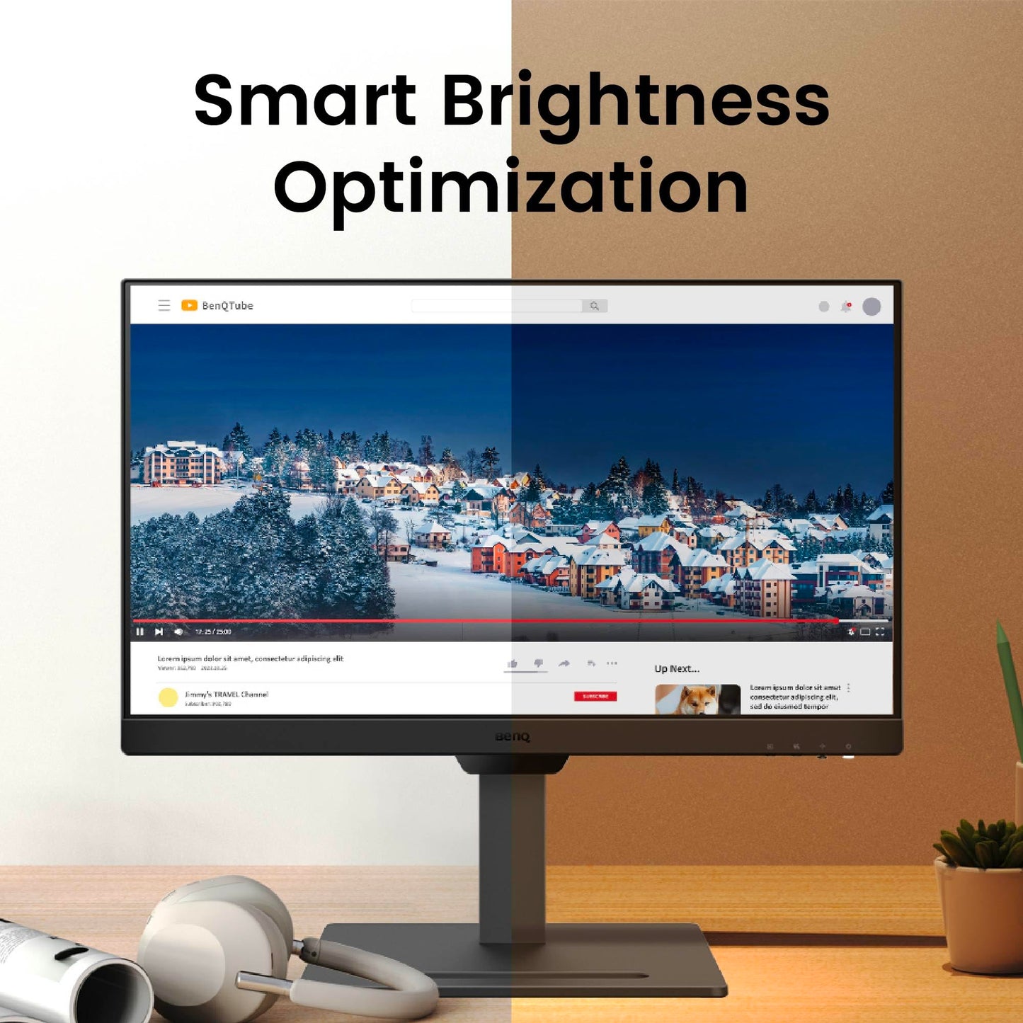 BenQ GW2490T - Monitor de computadora de 24 Pulgadas, 100 Hz, FHD 1920 x 1080p, IPS | Tecnología de Cuidado de los Ojos, luz Azul Baja, antideslumbrante, Brillo Adaptable, Altura e inclinación