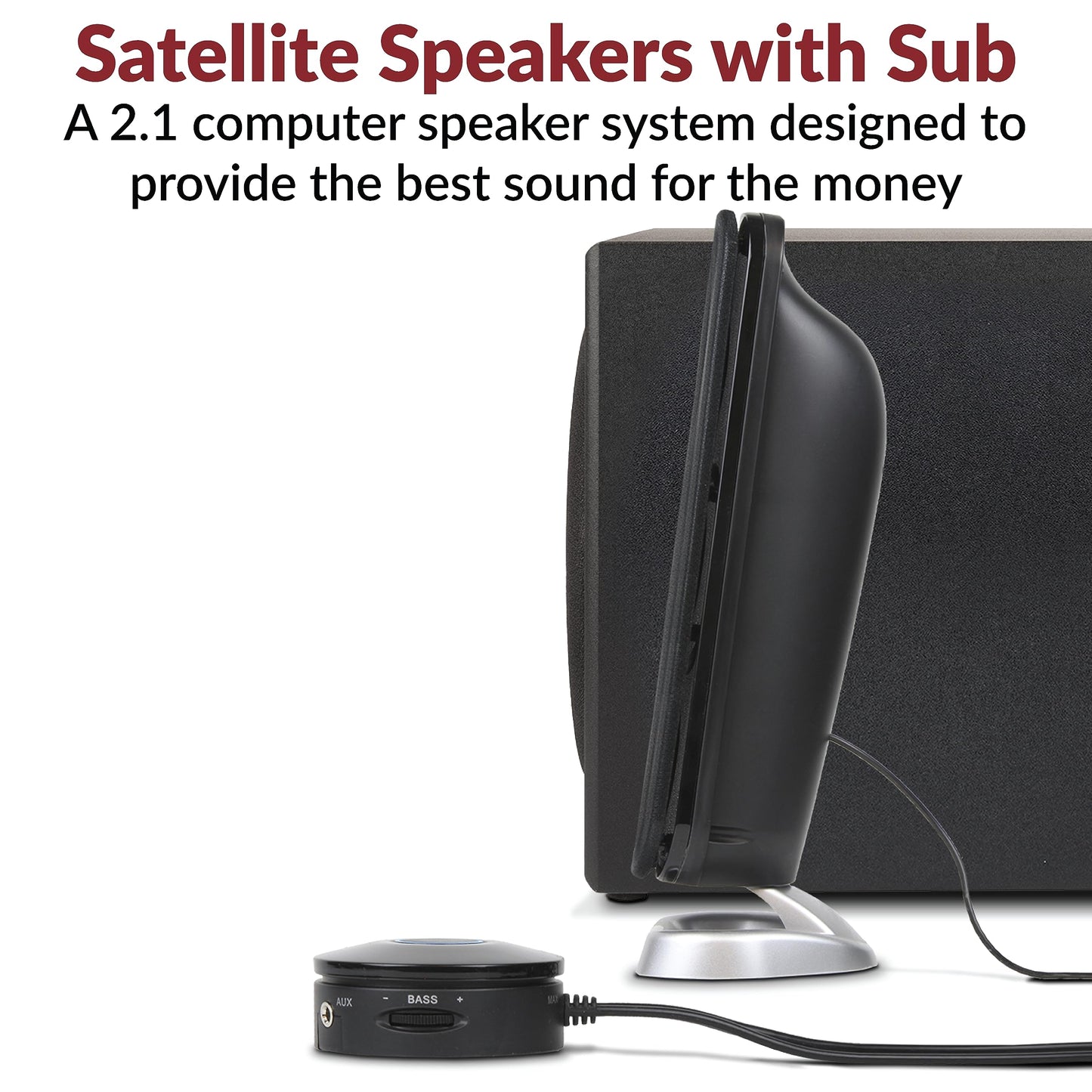 Cyber Acoustics CA-3908 3 Piece Flat Panel Design Subwoofer and Satellite Speaker System (CA-3908)