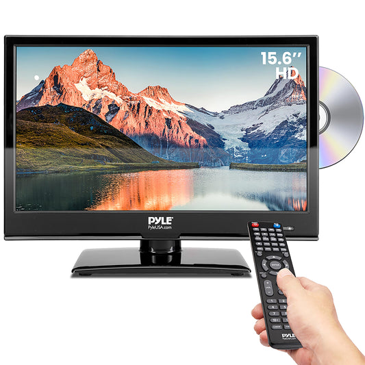 Pyle TV LED 15 pulgadas 1080p - pantalla plana FHD, HDMI, RCA, DVD integrado, montable en pared, compatible con Mac y PC, control remoto, negro