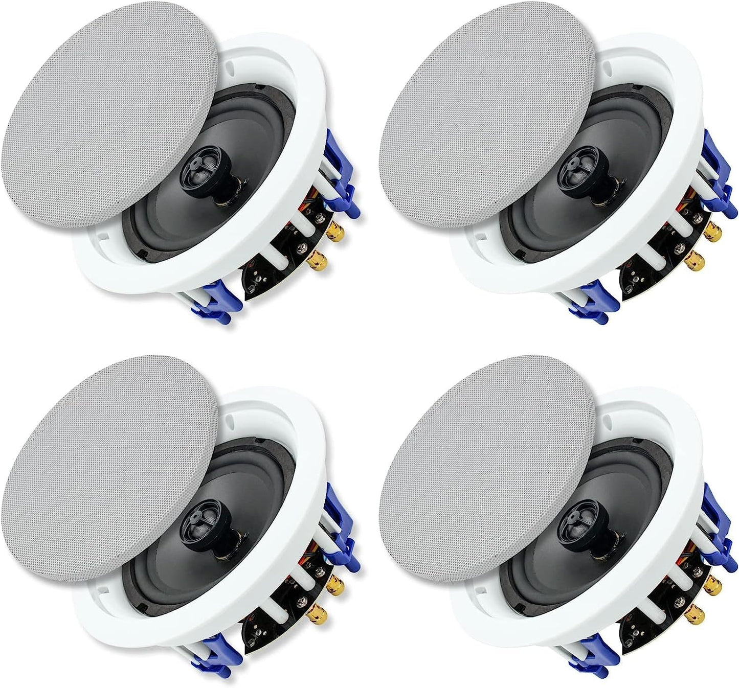 Herdio - Altavoces de techo de 6.5 pulgadas, 640 W, montaje empotrado de 2 vías, pasivos para oficina, cocina, sala de estar, baño (4 altavoces)