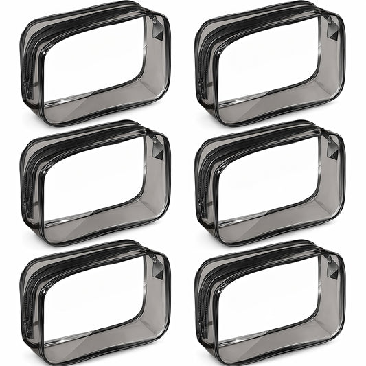 Cosmetiqueras Transparentes 6 Piezas de PVC, Bordes Negros, 18 x 12 x 6 cm