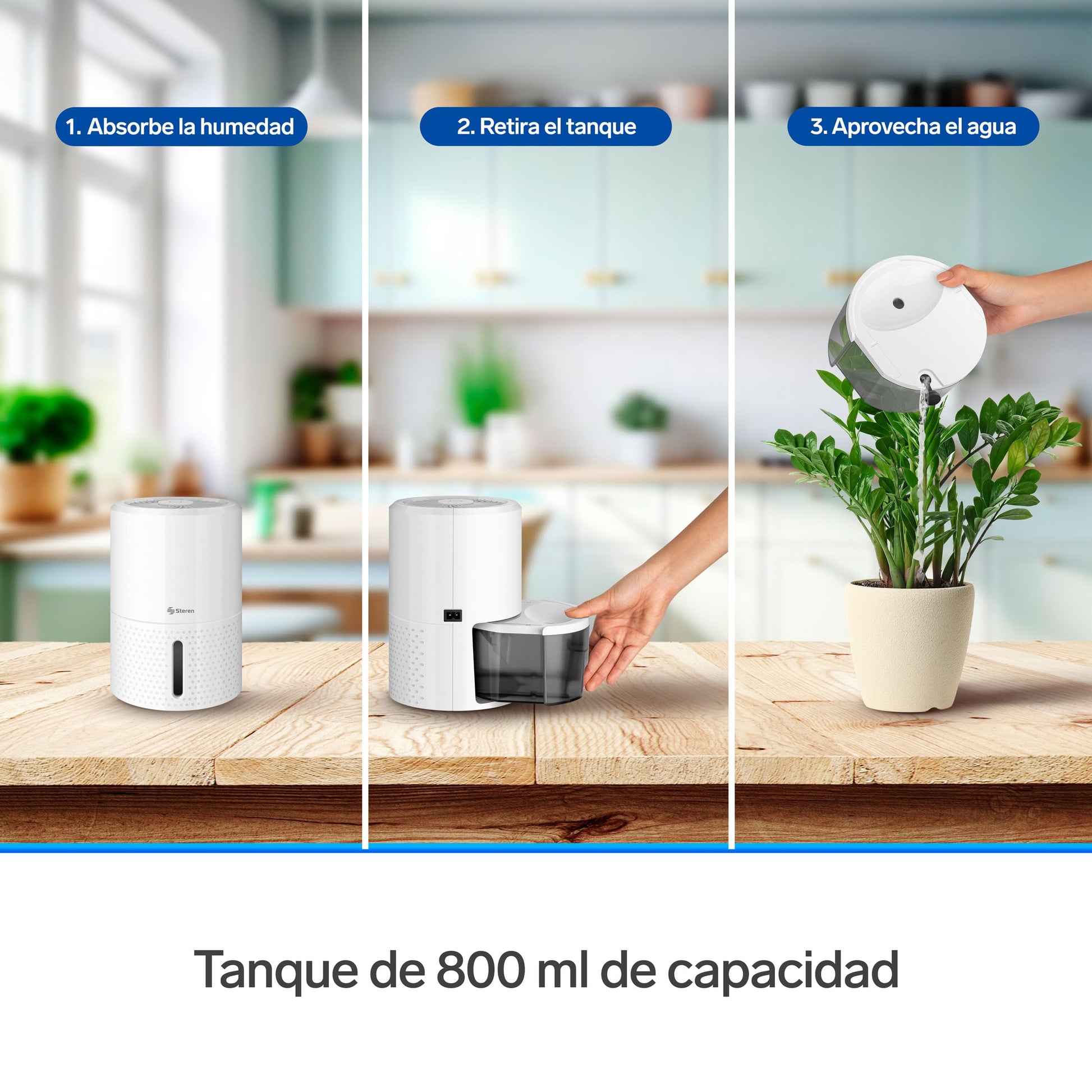 Deshumidificador electrónico con tanque de 800 ml
