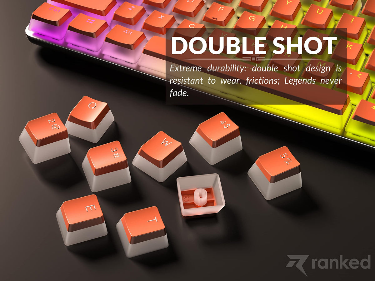 Teclas PBT Ranked Coral Diseño Translúcido ANSI e ISO Perfil OEM para Teclado Mecánico RGB