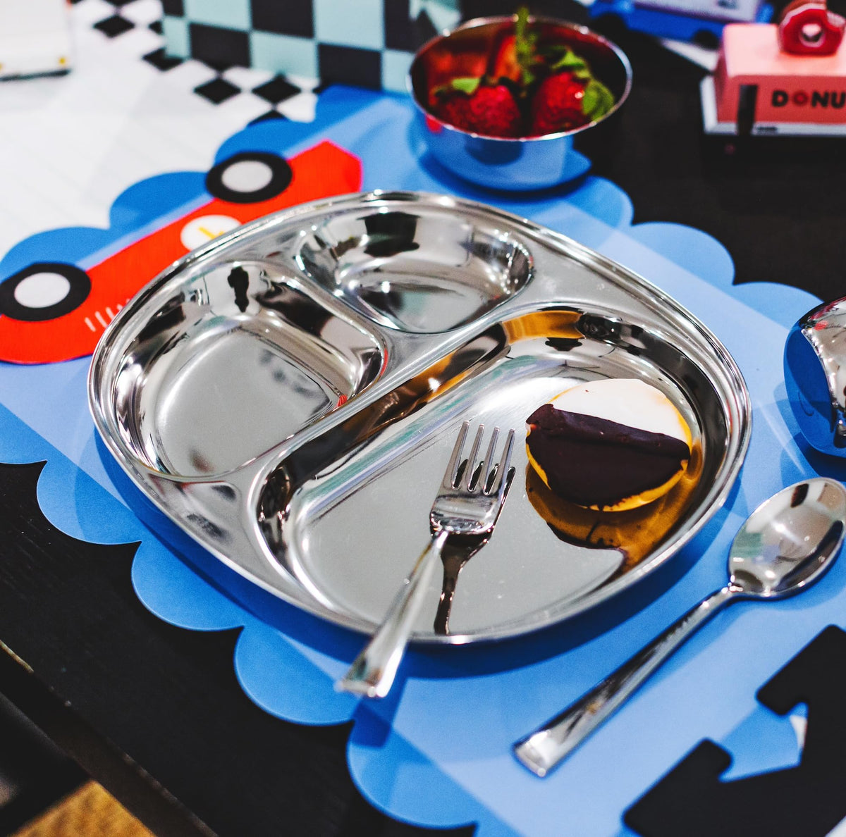 Ahimsa - Placa dividida para niños, acero inoxidable, 1 placa