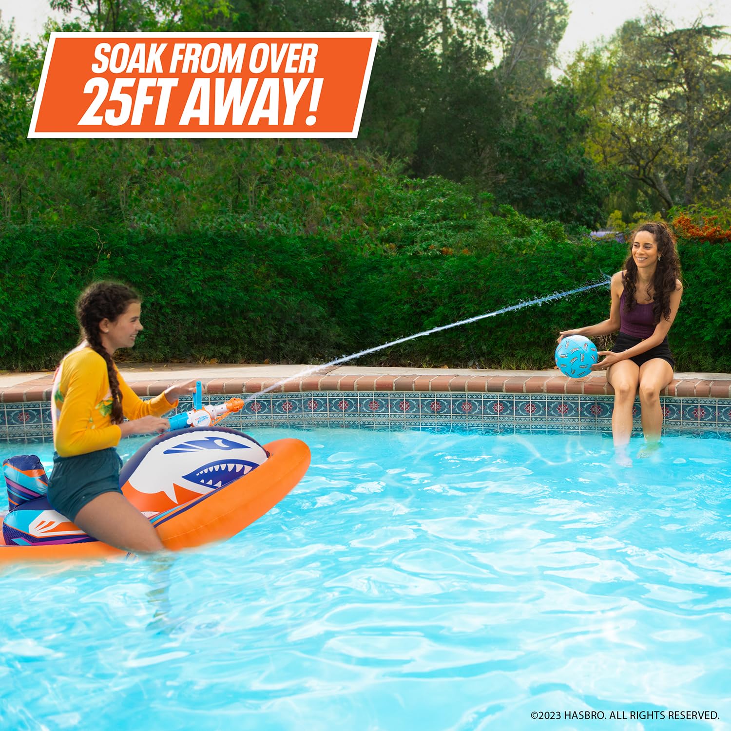 Flotador Inflable Nerf Super Soaker Stormforce con Mega Water Blaster para Piscina