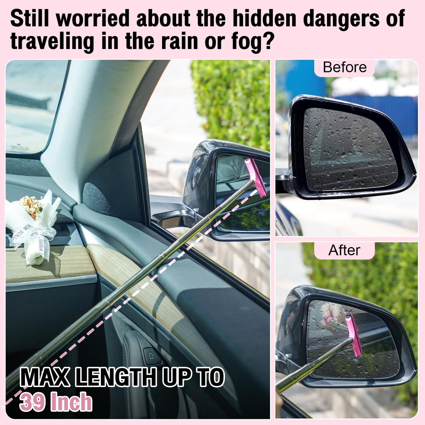 Kit de Limpieza de Coche Vioview Rosa 4 en 1 con Aspirador de 8000 Pa y Cepillo para Detallar para Limpieza Profunda