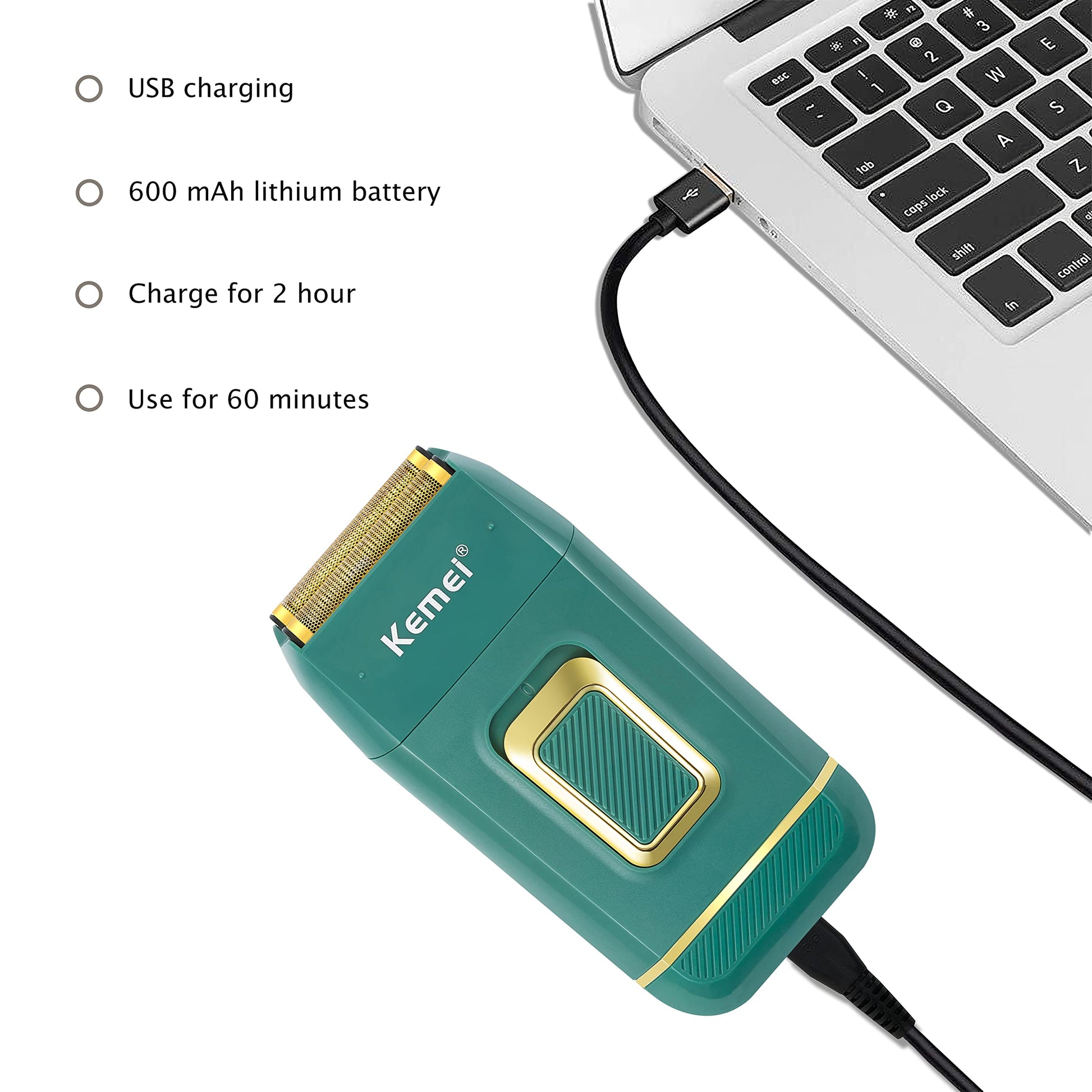 Maquinilla de Afeitar Eléctrica KEMEI Recargable para Hombre