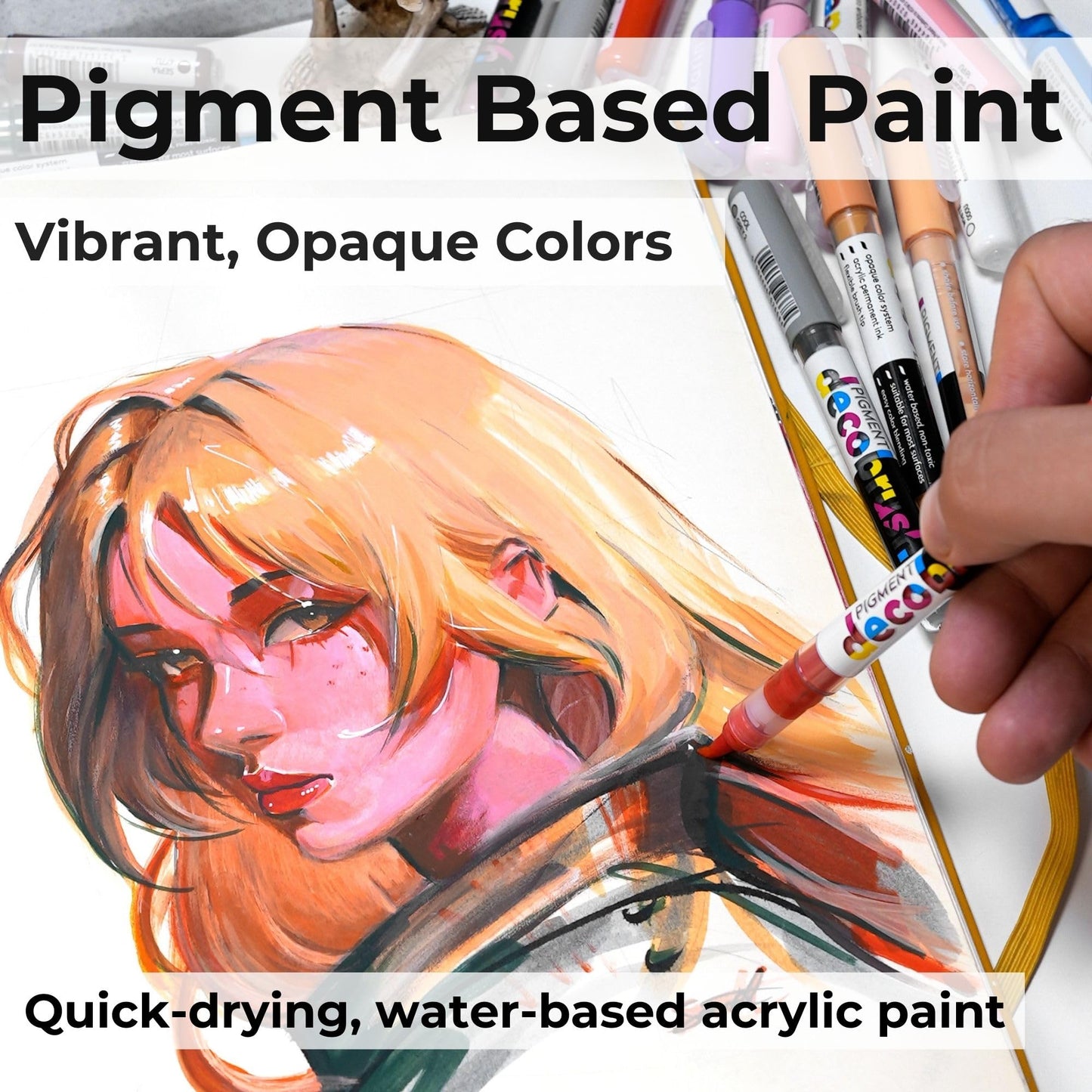 Karin - Marcadores de pintura acrílica con pigmentos, 36 piezas, punta de pincel, juego de marcadores acrílicos, opacos, resistentes a la luz e impermeables para madera, tela, lona, pintura roca y más