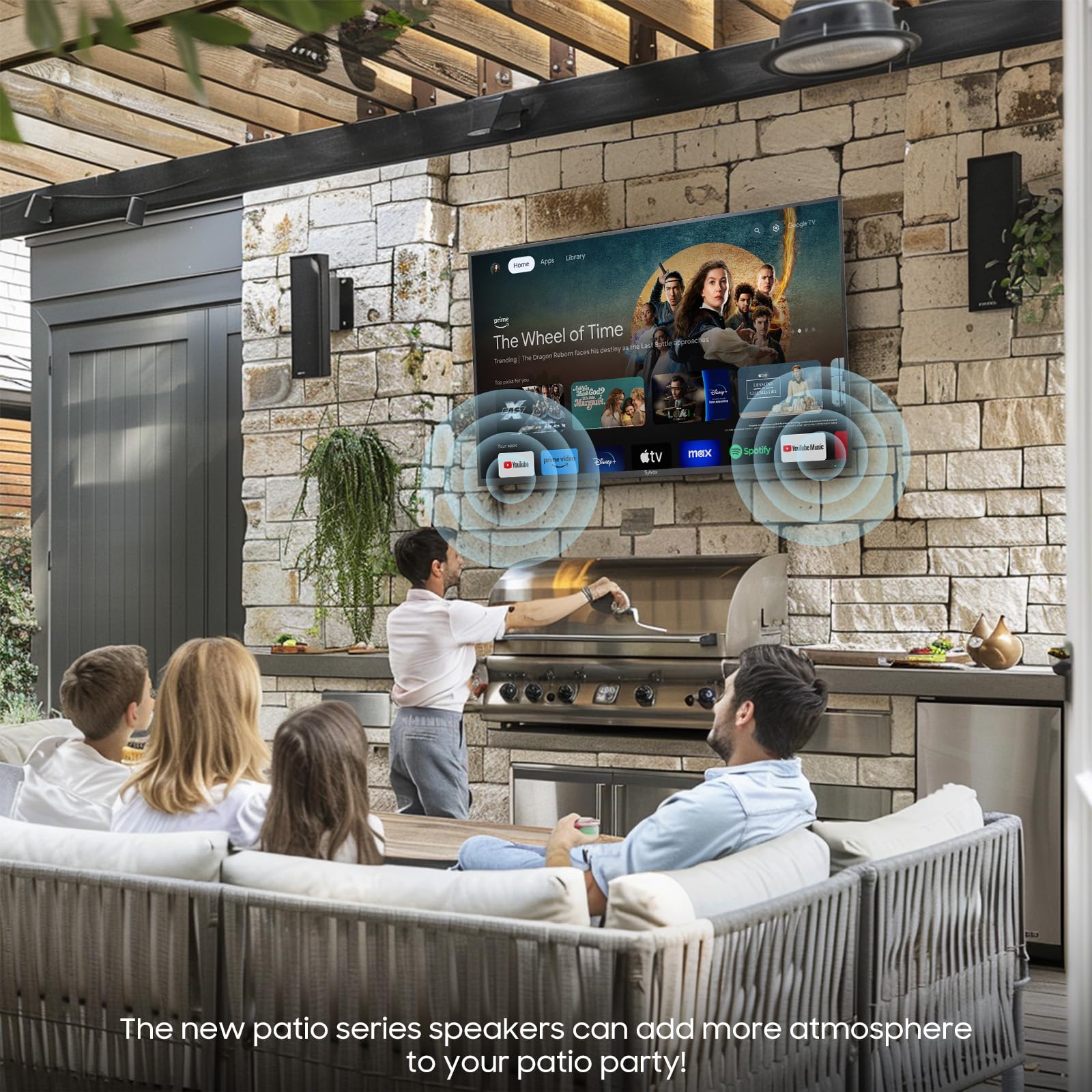 Televisión Inteligente SYLVOX de 50 Pulgadas Resistente a la Intemperie Google TV 4K Brillo Alto IP56 Impermeable Antiarañazos para Exteriores