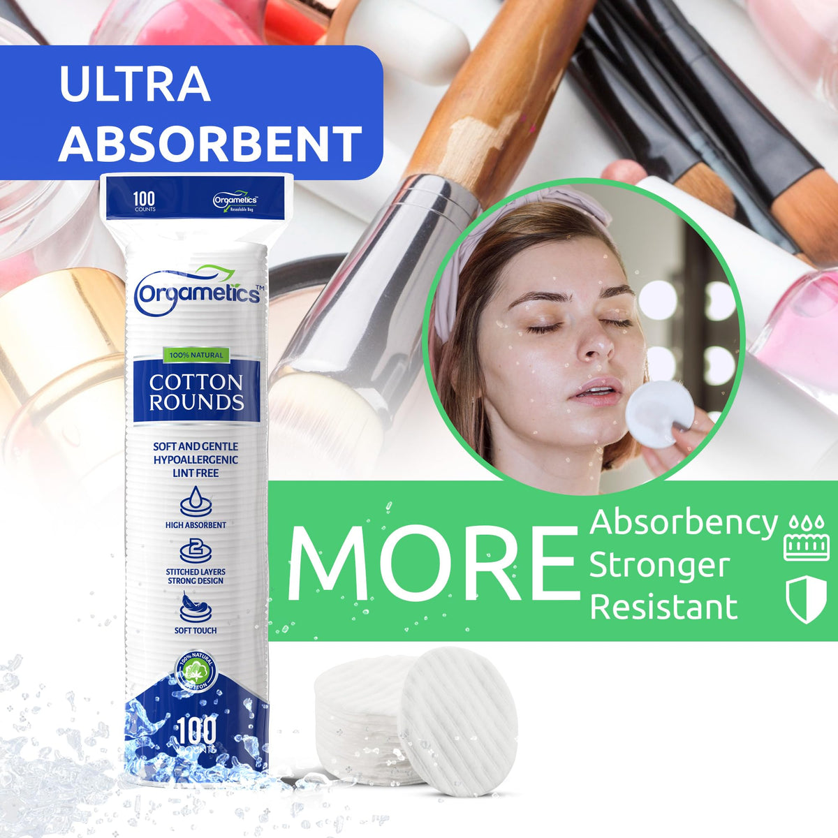 Discos de Algodón Turco Orgametics Naturales Ultrasuaves para Limpieza Facial
