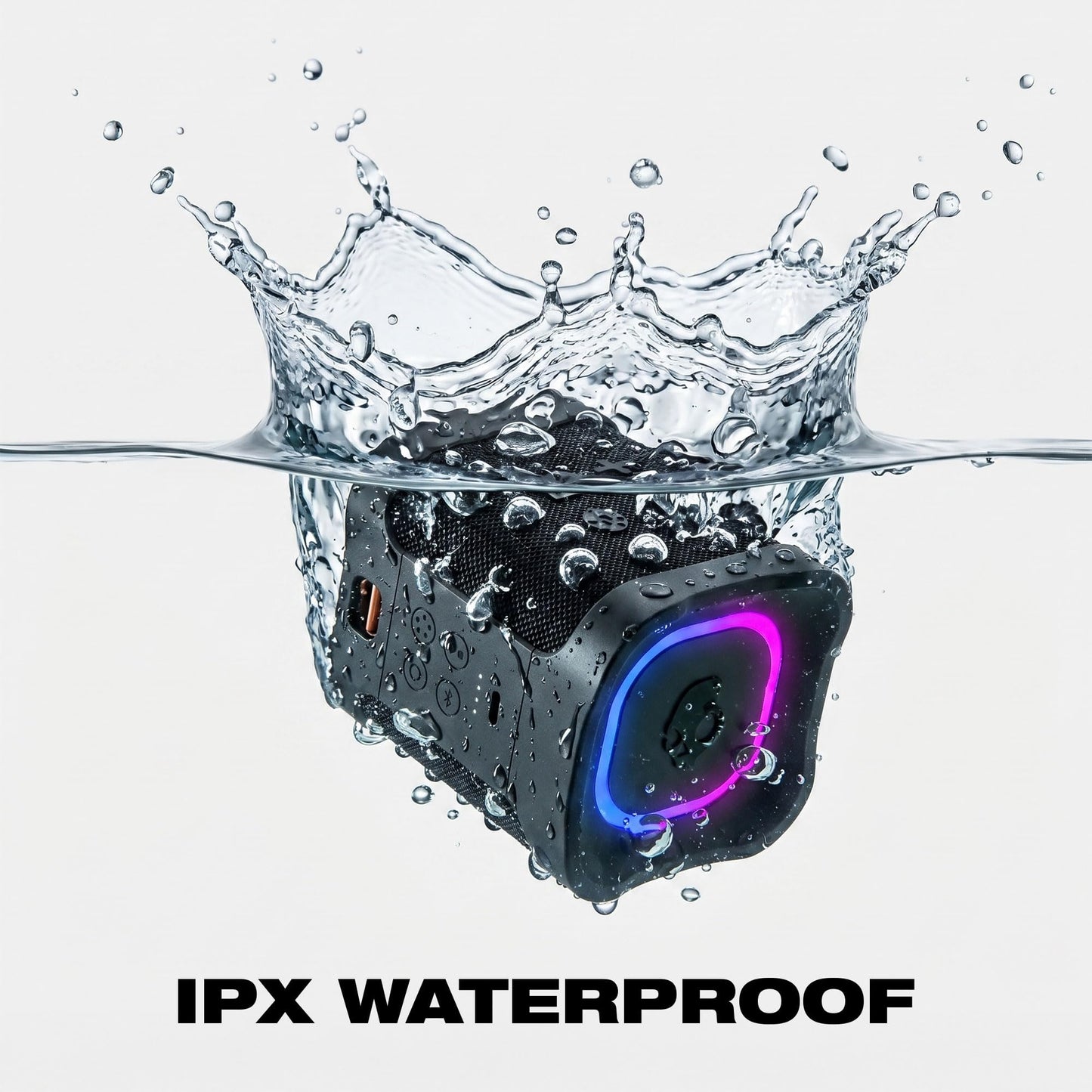 Lifeworks Altavoz Bluetooth inalámbrico Skullcandy Terrain Mini 2, Resistente al Agua IPX7, batería de 14 Horas, multienlace, Luces LED, Ligero y portátil.