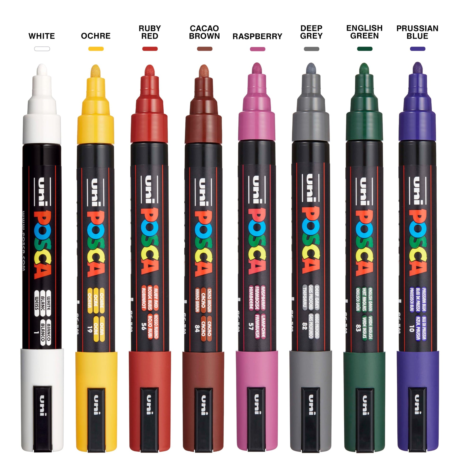 Rotuladores Permanentes Posca oscuros, Juego de 8, a Base de Agua