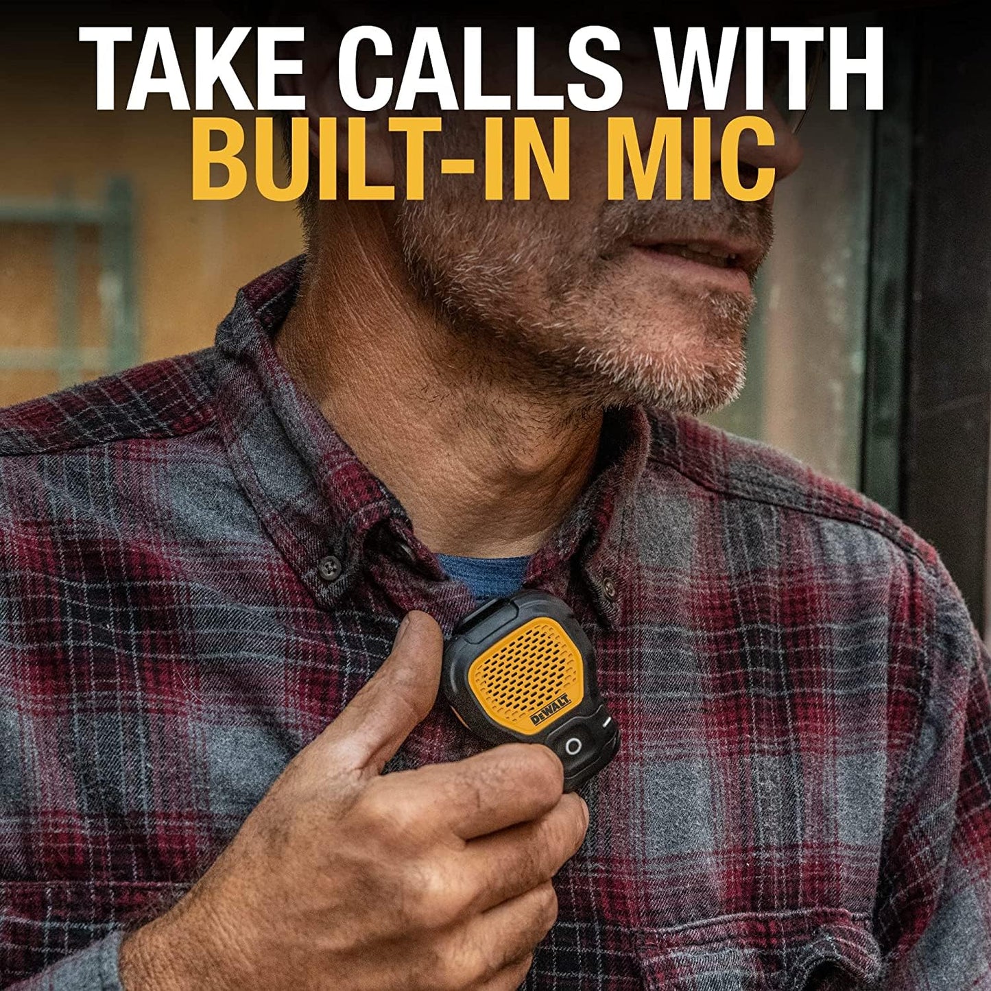 Dewalt - Altavoz Portátil Bluetooth - Altavoz inalámbrico Bluetooth con Clip magnético - Altavoz portátil Jobsite Pro Resistente al Agua - Micrófono Incorporado para música y Llamadas con Manos Libres
