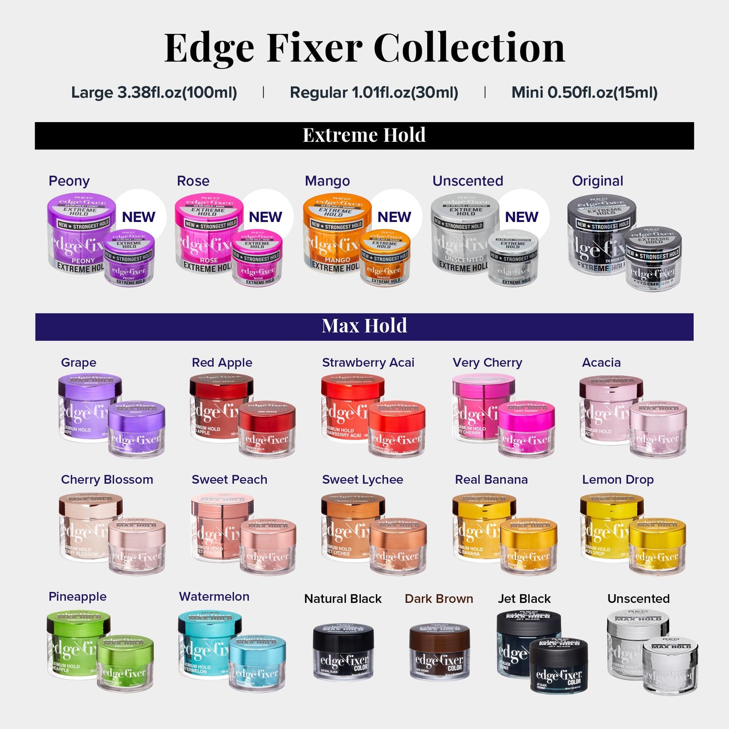 KISS Edge Fixer Color 24 HR Max Hold & 100% Cobertura Gris 30 ml (1.01 US fl.oz) Negro Natural