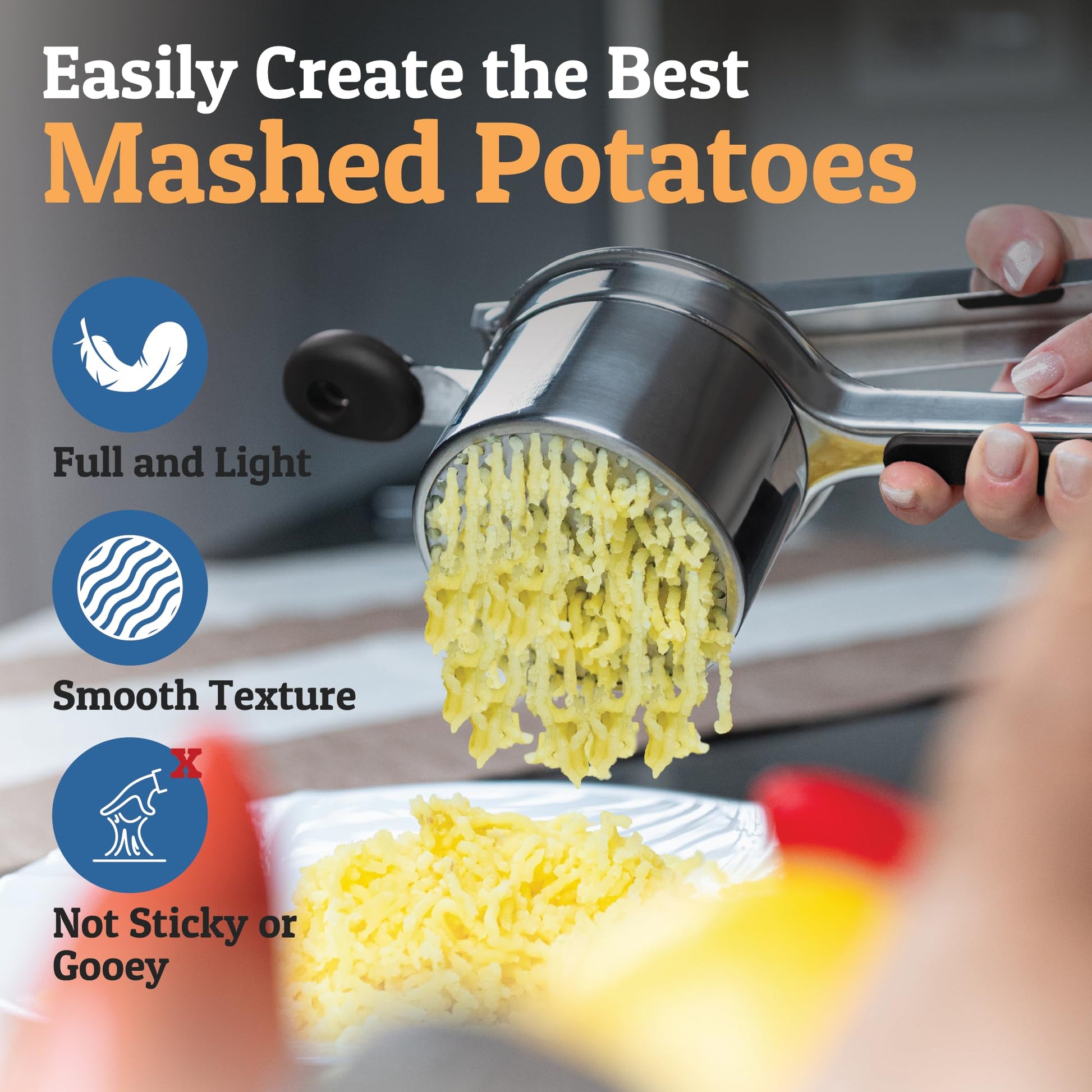 Rizador de Patatas PriorityChef Grande Acero Inoxidable 15 onzas con 3 Discos