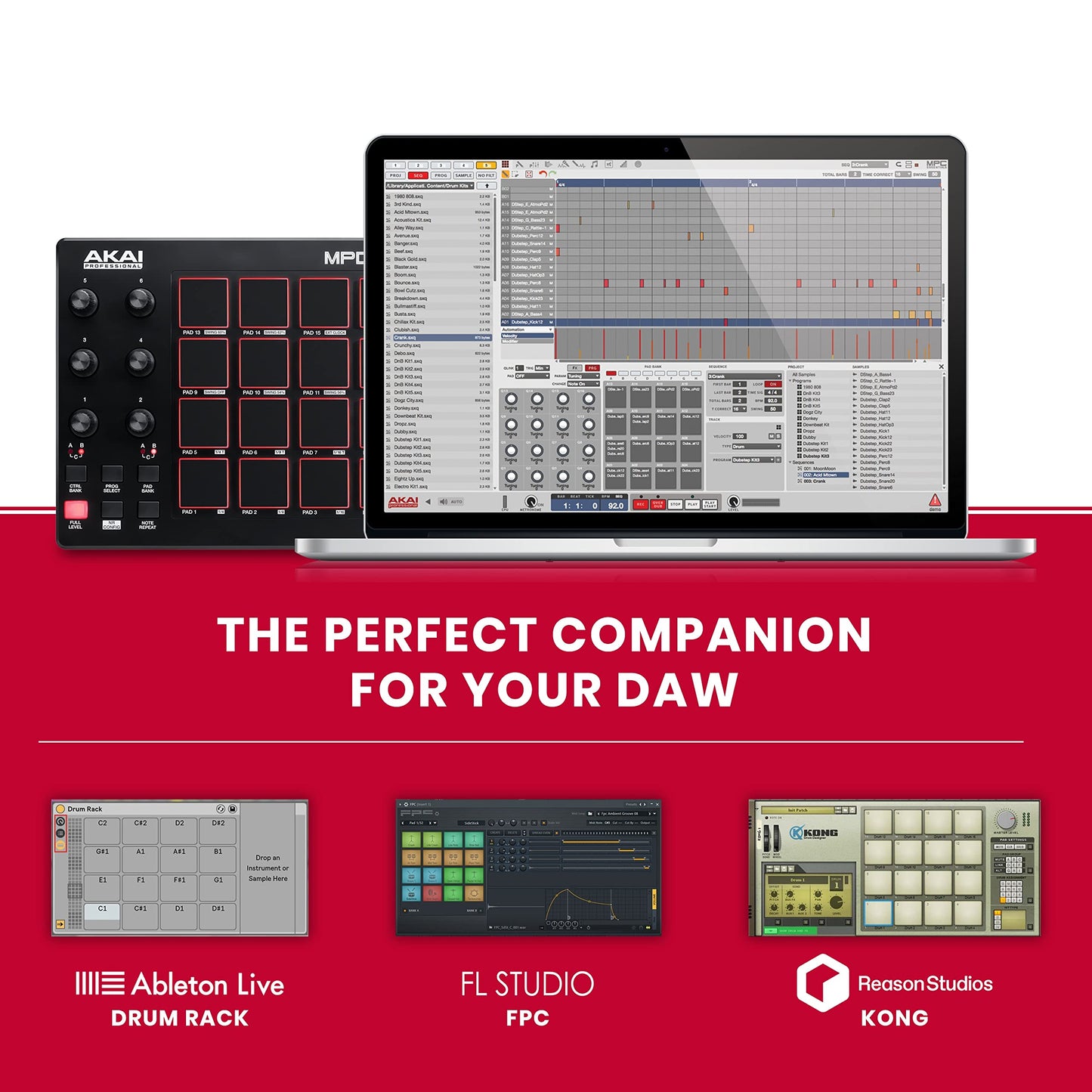 Akai Professional MPD 218 - Controlador MIDI USB con 16 pads MPC y 6 knobs asignables, Note Repeat, Full Level y paquete de software