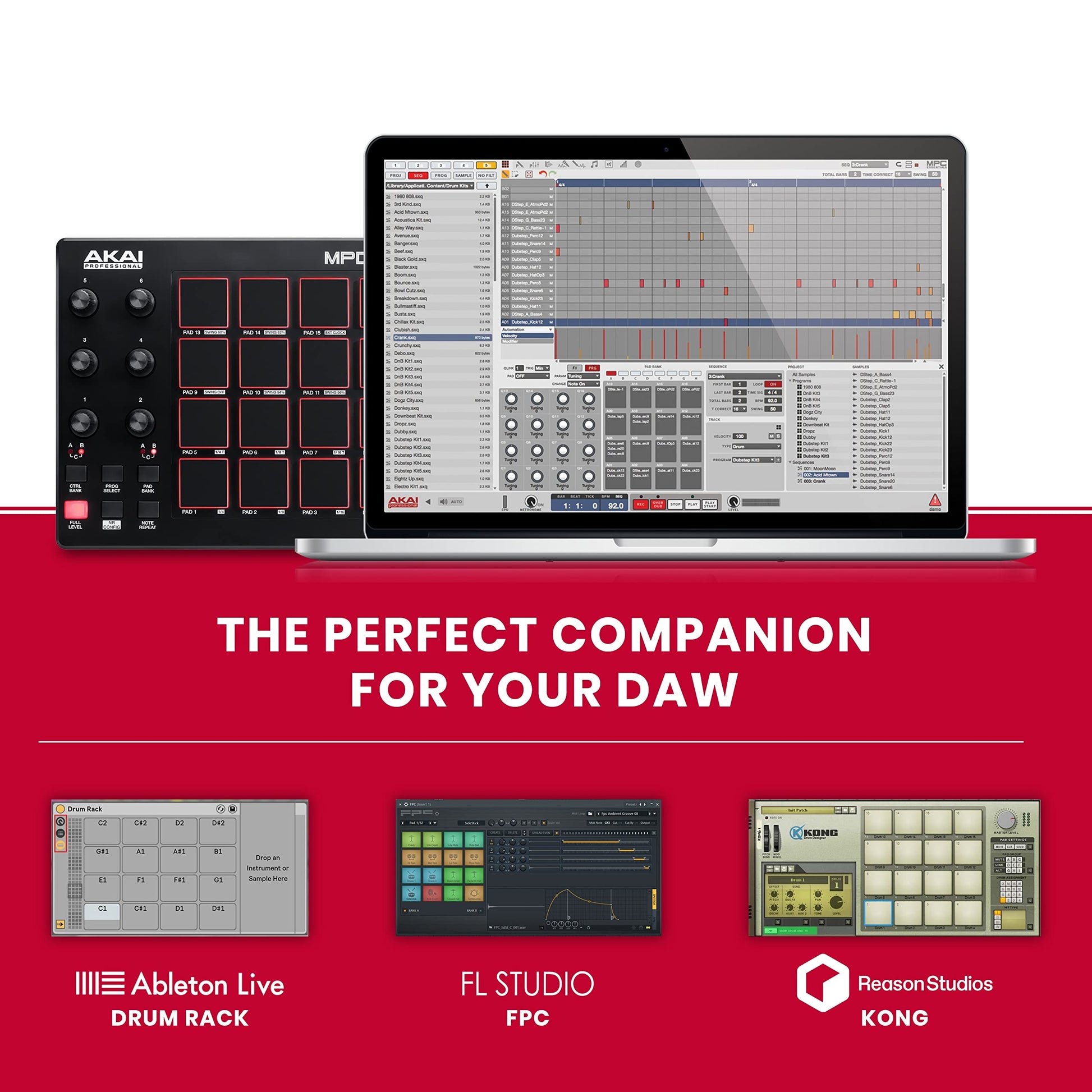 Akai Professional MPD 218 - Controlador MIDI USB con 16 pads MPC y 6 knobs asignables, Note Repeat, Full Level y paquete de software