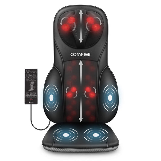 COMFIER Masajeador De Espalda Shiatsu Con Calor, Acolchado Profundo Y Almohadilla Para Silla De Masaje Rodante, Masajeador De Silla Para Uso Doméstico En La Oficina, Regalo Para Papá, Mamá