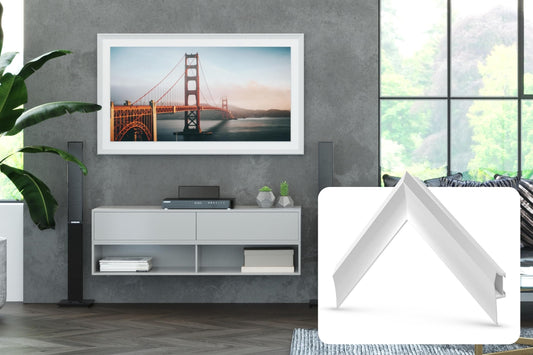 Marco My TV Deco - Marco de TV de aleación prismático, bisel blanco puro, compatible solo con Samsung The Frame TV (32 pulgadas, se adapta a Frame TV 2021-2025)