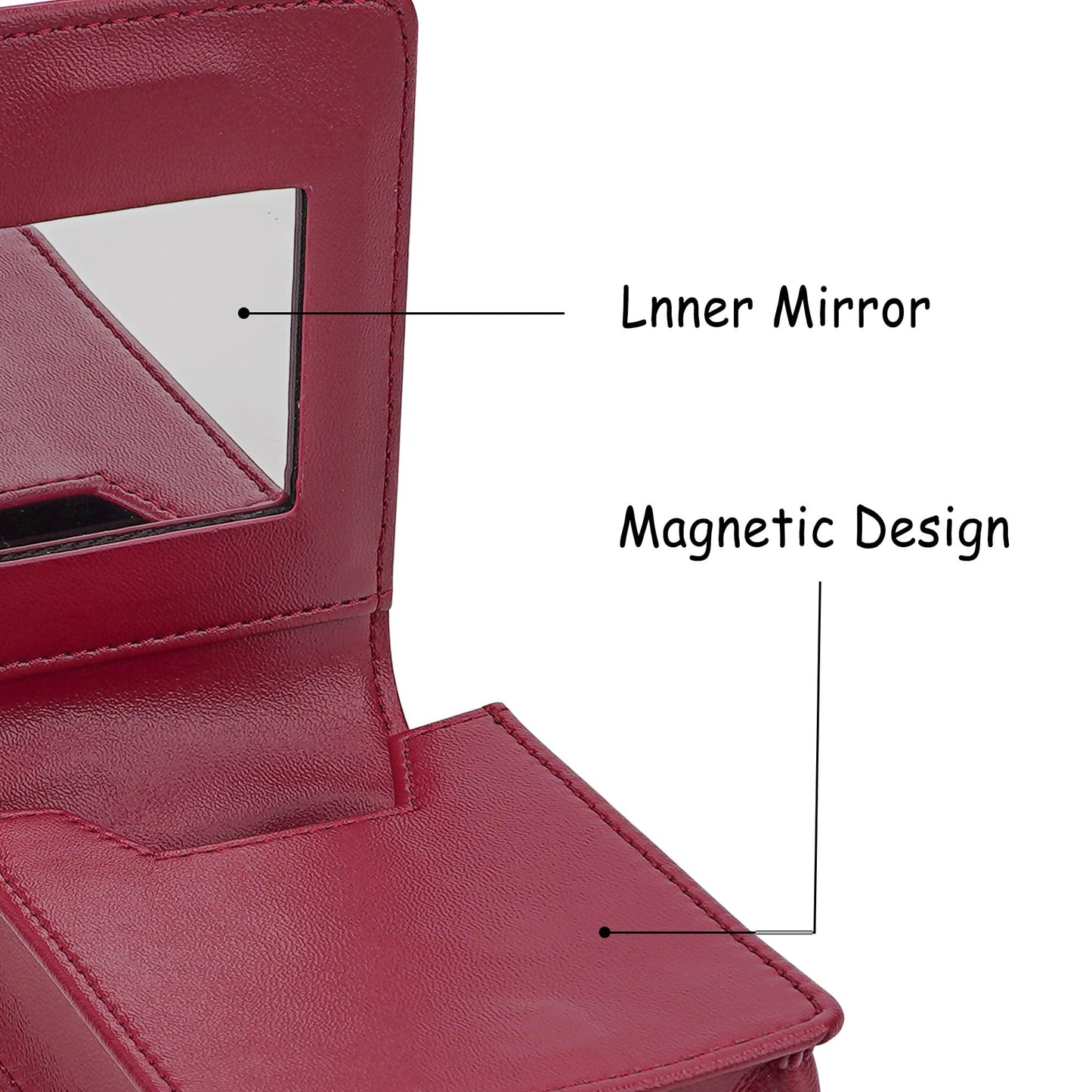 Biiange - Estuche para lápiz labial con espejo, portátil y fácil de usar, para viaje y regalo, rojo sólido