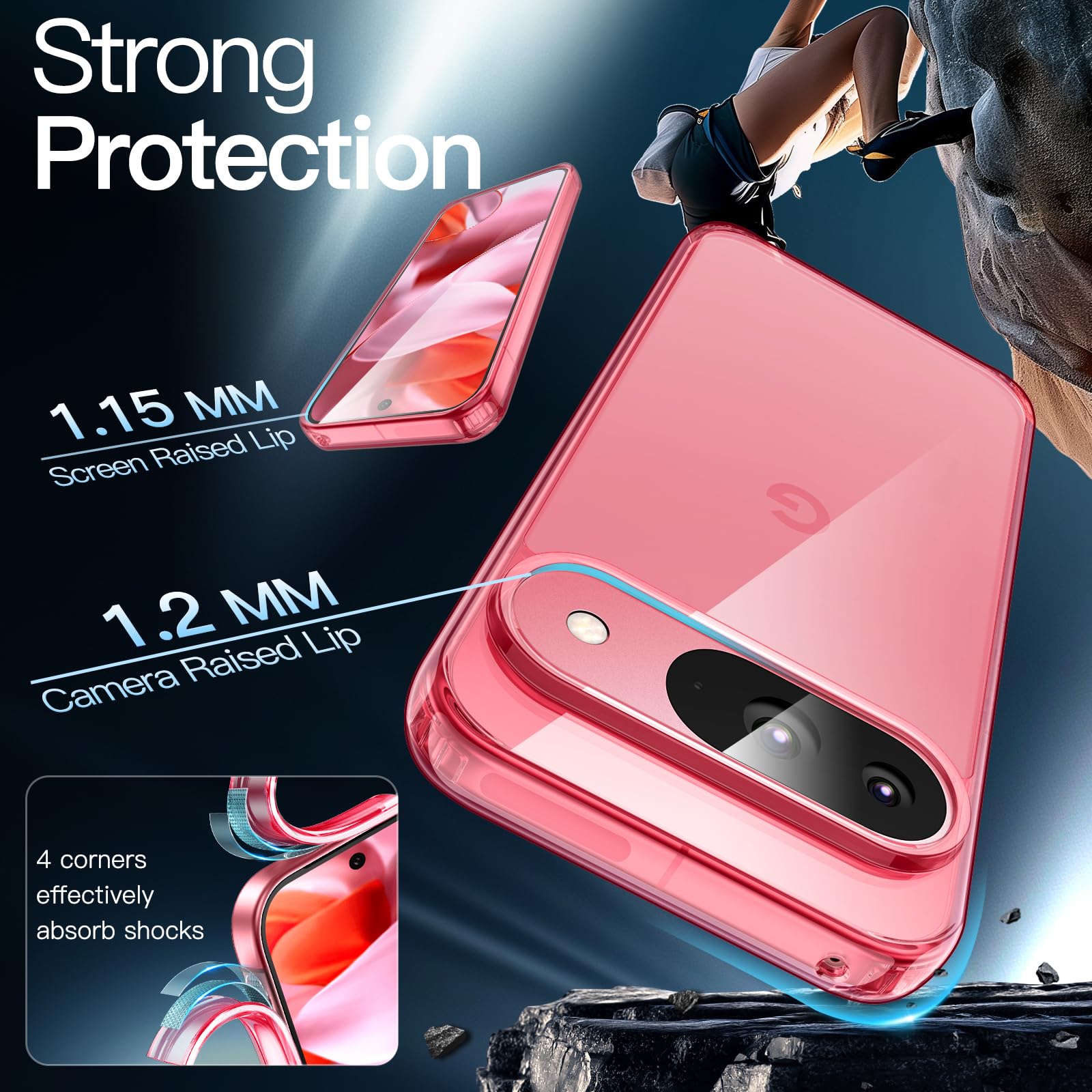 JETech Funda para Google Pixel 9/9 Pro 2024, Anti-Amarillo Antigolpes Protectora Carcasa, Antiarañazos PC Duro Respaldo (Rosa Peonía)