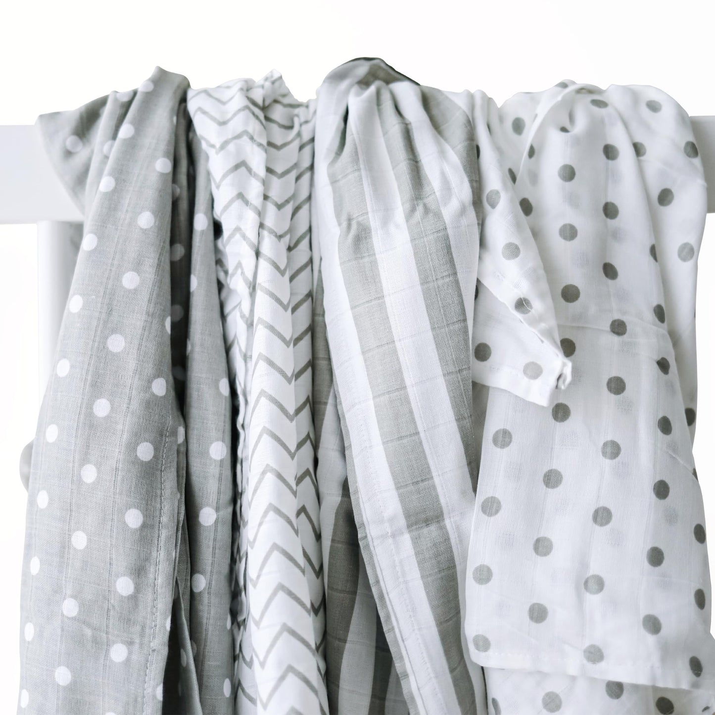 Muslin Swaddle Blankets by CuddleBug - Spots n' Stripes- 4 Pack Baby Blanket for Newborns - Swaddle Blanket, Swaddle Wrap, Muslin Swaddle and Receiving Blankets