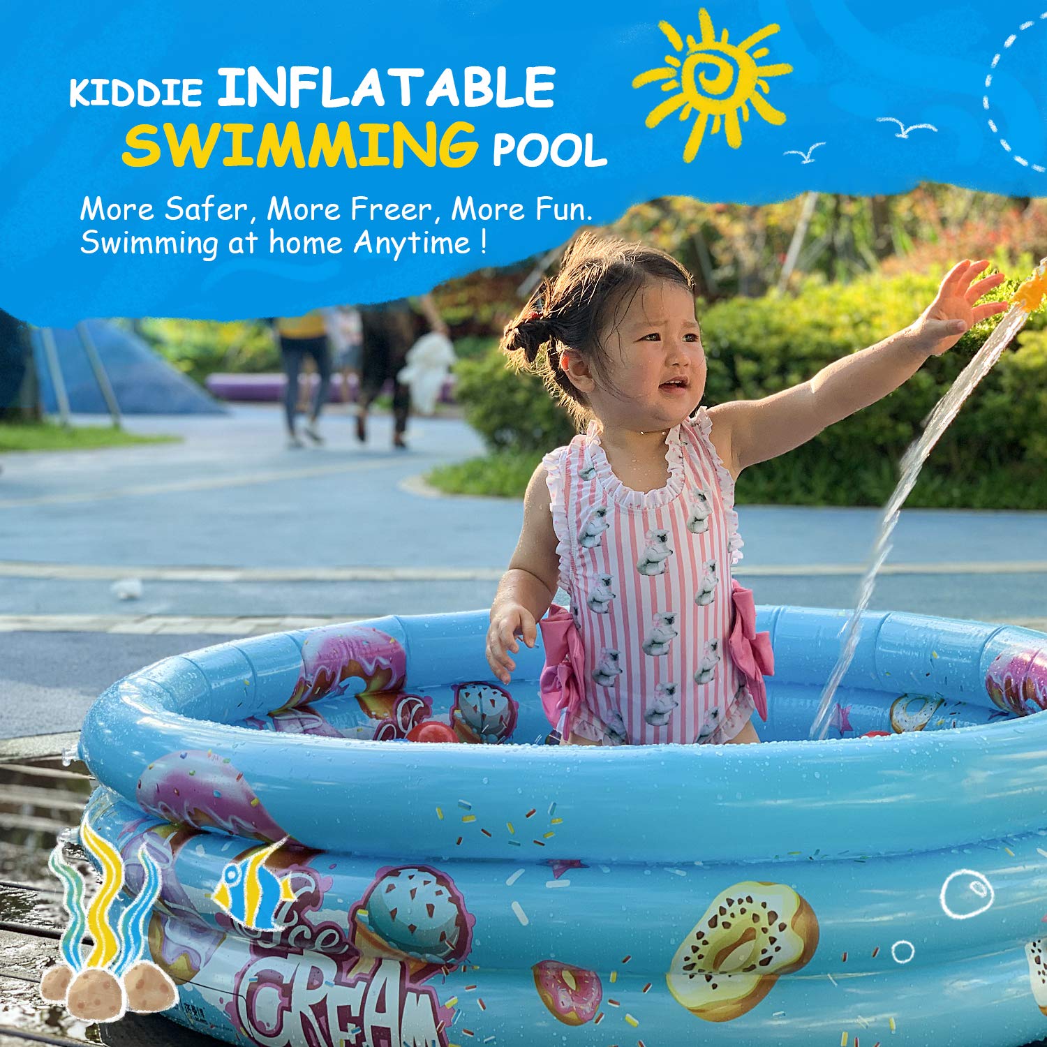 Bestrip Piscina Inflable Alberca Infantil Piscina de Agua para Niños, Material plástico Ideal para bebés y niños y niñas pequeños para Fiesta acuática segura de verano Tamaño 110 x 30 cm