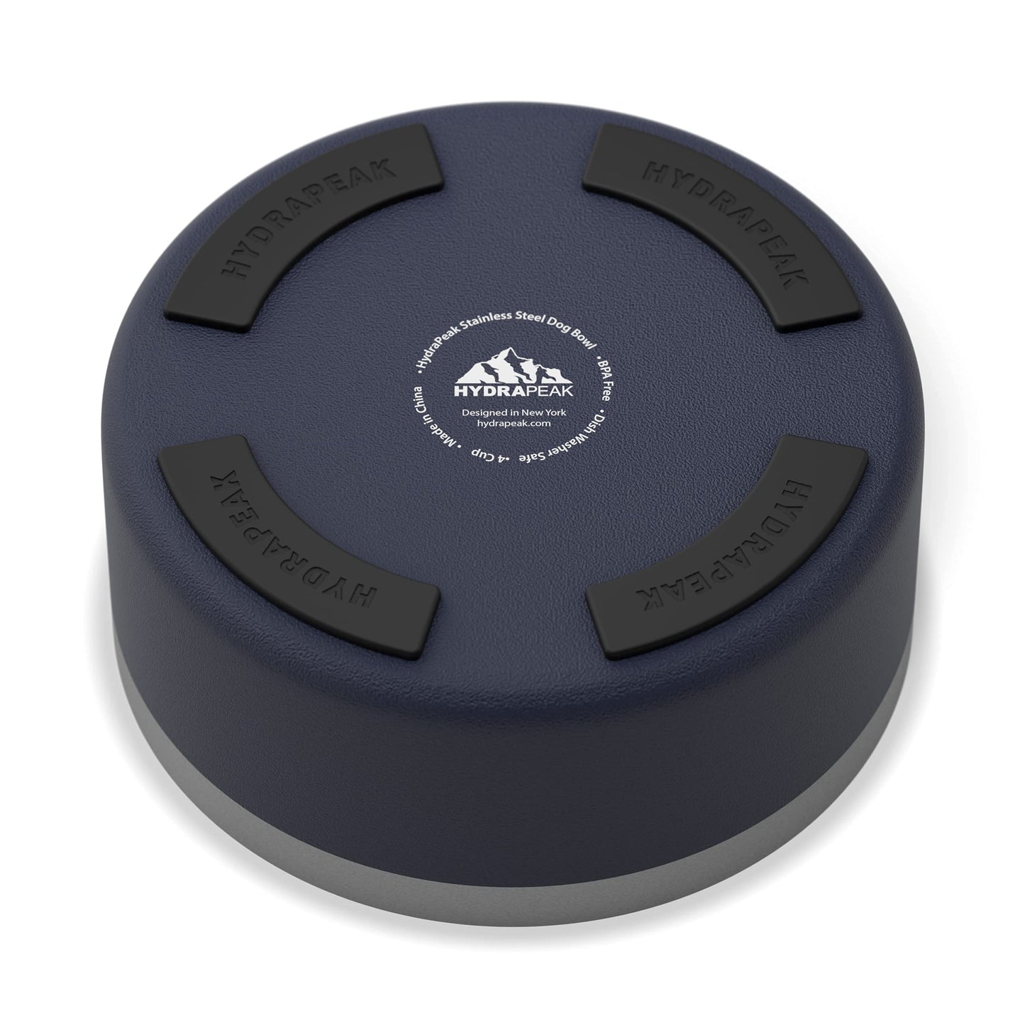Hydrapeak Cuenco para perro, cuencos antideslizantes de acero inoxidable para agua o comida (4 tazas, azul marino)