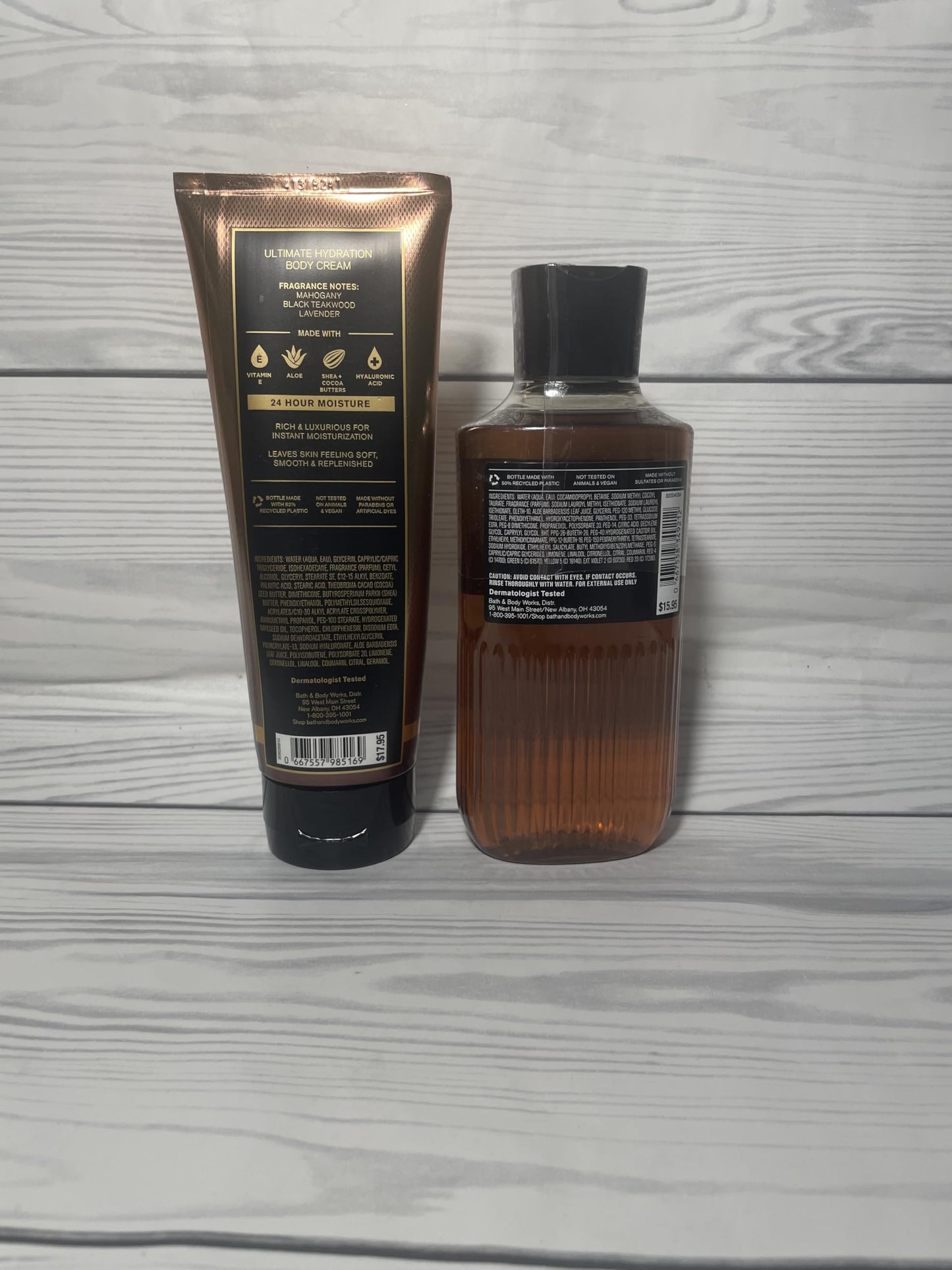 Jabón para el cabello, rostro y cuerpo 3 en 1 y crema corporal para hombres en madera de teca y caoba, juego de 2 piezas