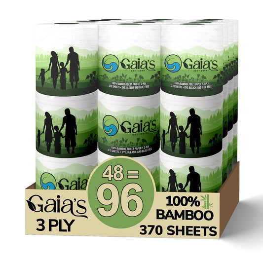 Papel Higiénico Gaias Bambú Orgánico Suave 48 Mega Rollos 3 Capas Respetuoso con el Medio Ambiente