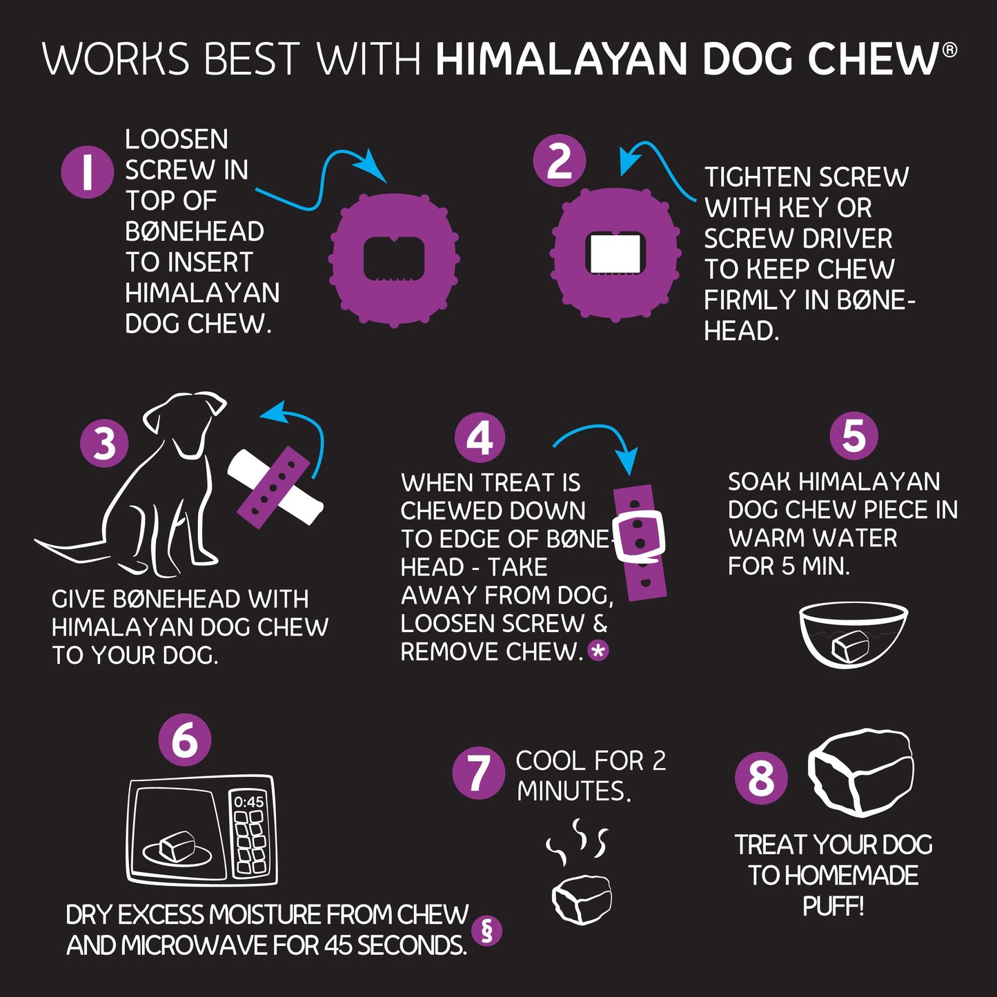 Himalayan Dog Chew Bonehead - Soporte grande para masticar perros asegura masticables para perros, masticar más inteligente y más tiempo, estimula a tu perro, sostiene masticables de yak con cierre de