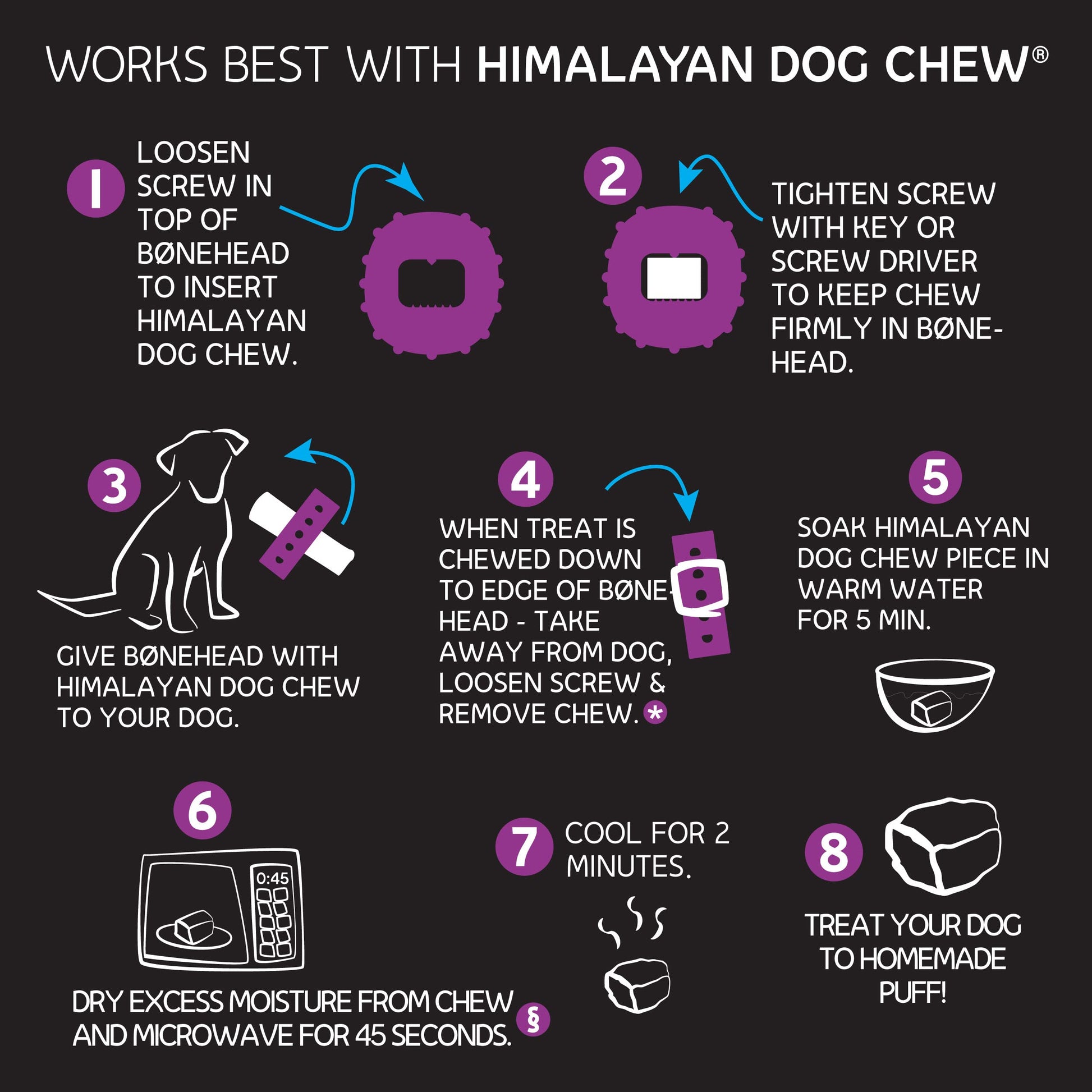 Himalayan Dog Chew Bonehead - Soporte grande para masticar perros asegura masticables para perros, masticar más inteligente y más tiempo, estimula a tu perro, sostiene masticables de yak con cierre de