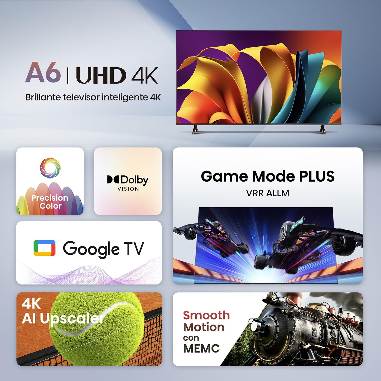 HISENSE Televisión Pantalla 55 Pulgadas Google TV 4K UHD 55A6N