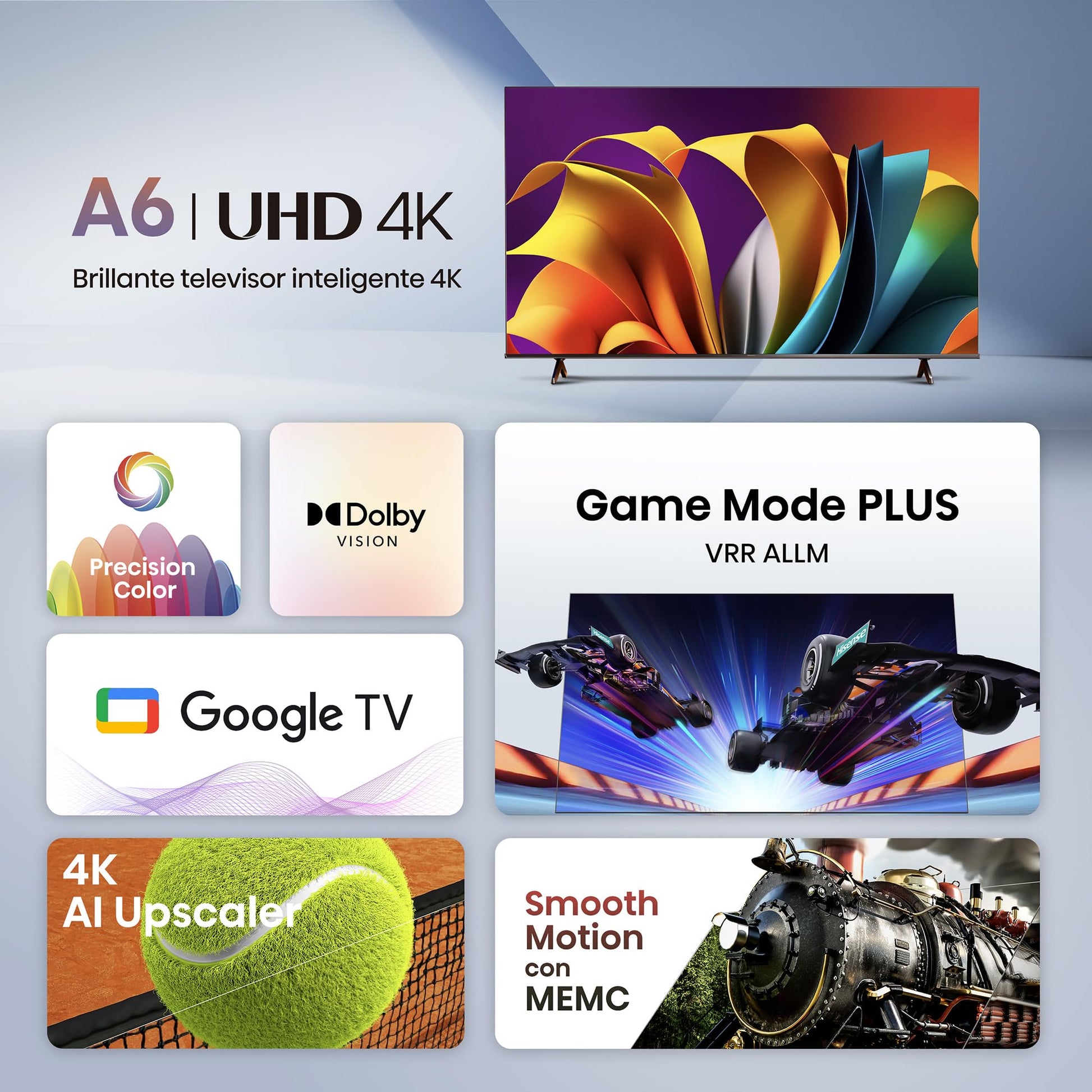 HISENSE Televisión Pantalla 55 Pulgadas Google TV 4K UHD 55A6N