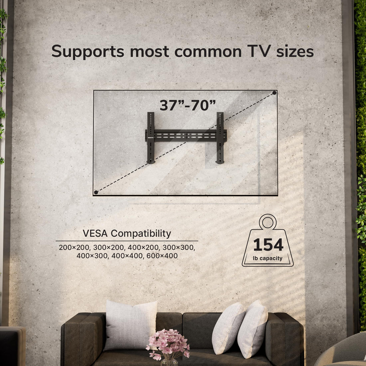 Soporte de Pared Mount-It! Negro para Televisores 37 a 70 Pulgadas con Carga Probada y Orientación Paisaje y Retrato