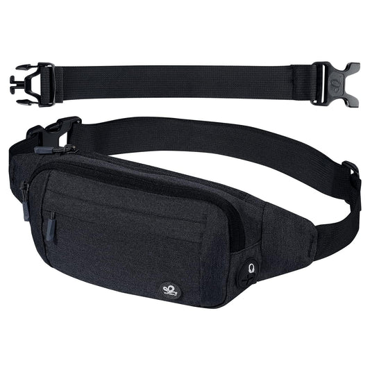 Riñonera Deportiva WATERFLY Negra con Cinturón Extendido para Mujer y Hombre