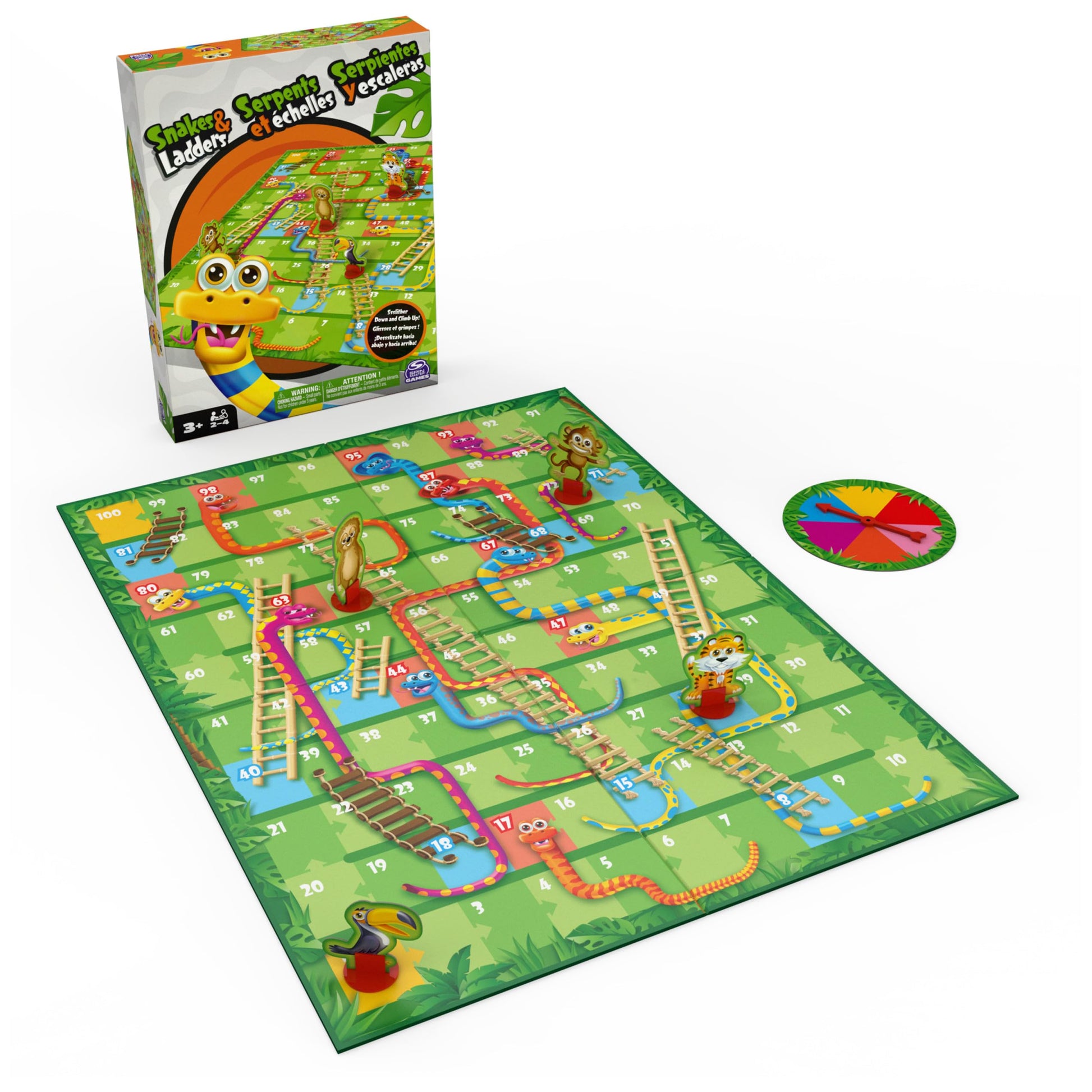 Juego de Mesa Spin Master Serpientes y Escaleras Colorido para Niños y Familias