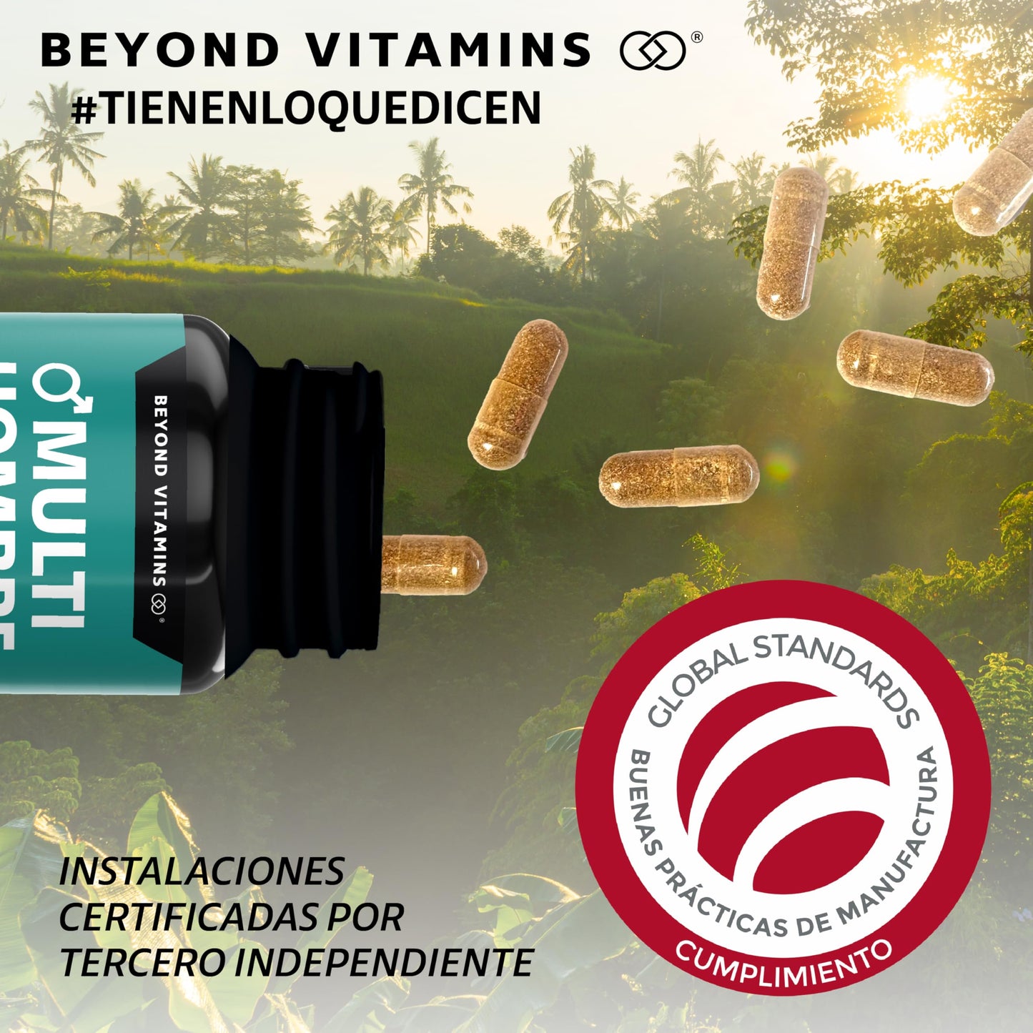 Multivitaminas para Hombre Vitaminas A B C D3 E K1 Zinc Calcio Hierro Cobre Tribulus Terrestris Jengibre 150 Cápsulas