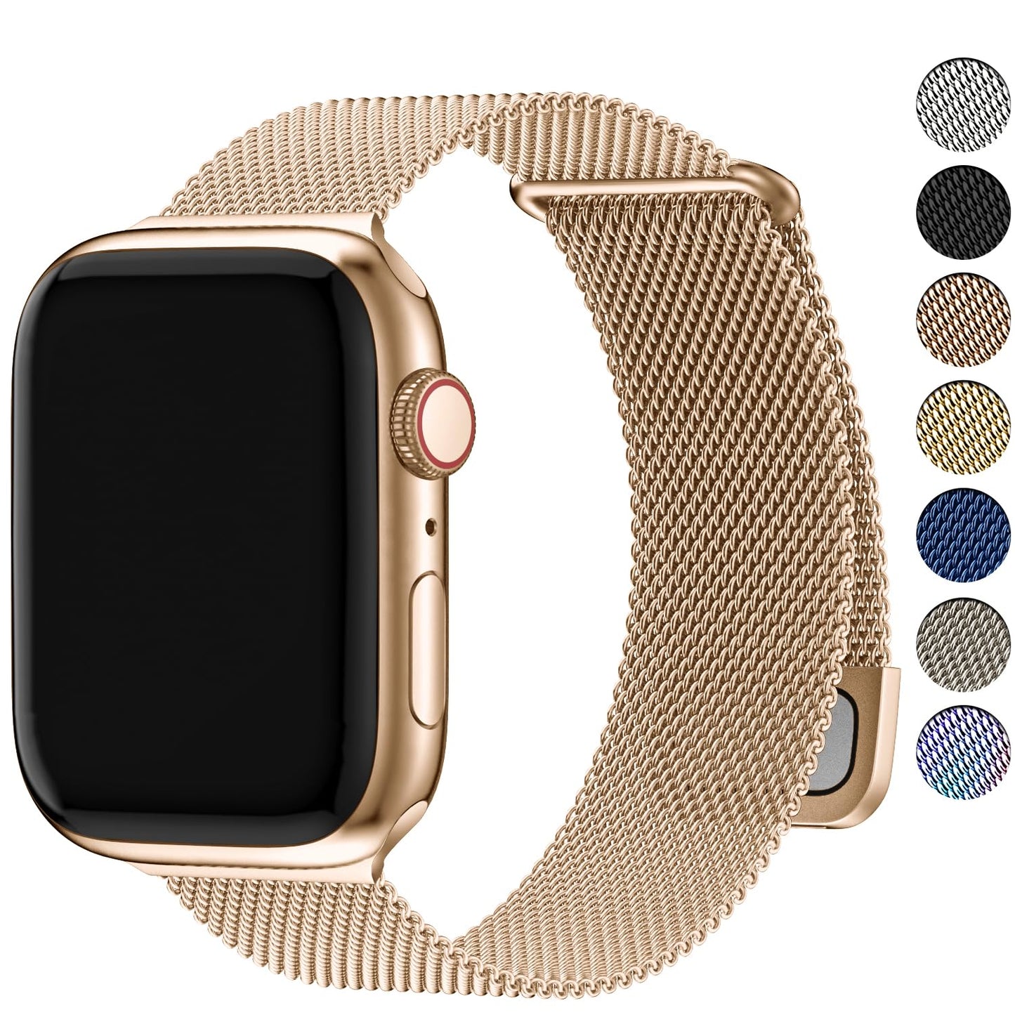 Fullmosa Correa Magnética Compatible con Apple Watch 42mm 41mm 40mm 38mm,Pulseras de Repuesto de Acero Inoxidable Milanese Loop para iWatch Ultra 2/1 Series 10 9 8 7 6 5 4 3 2 1 SE，Oro Rosa